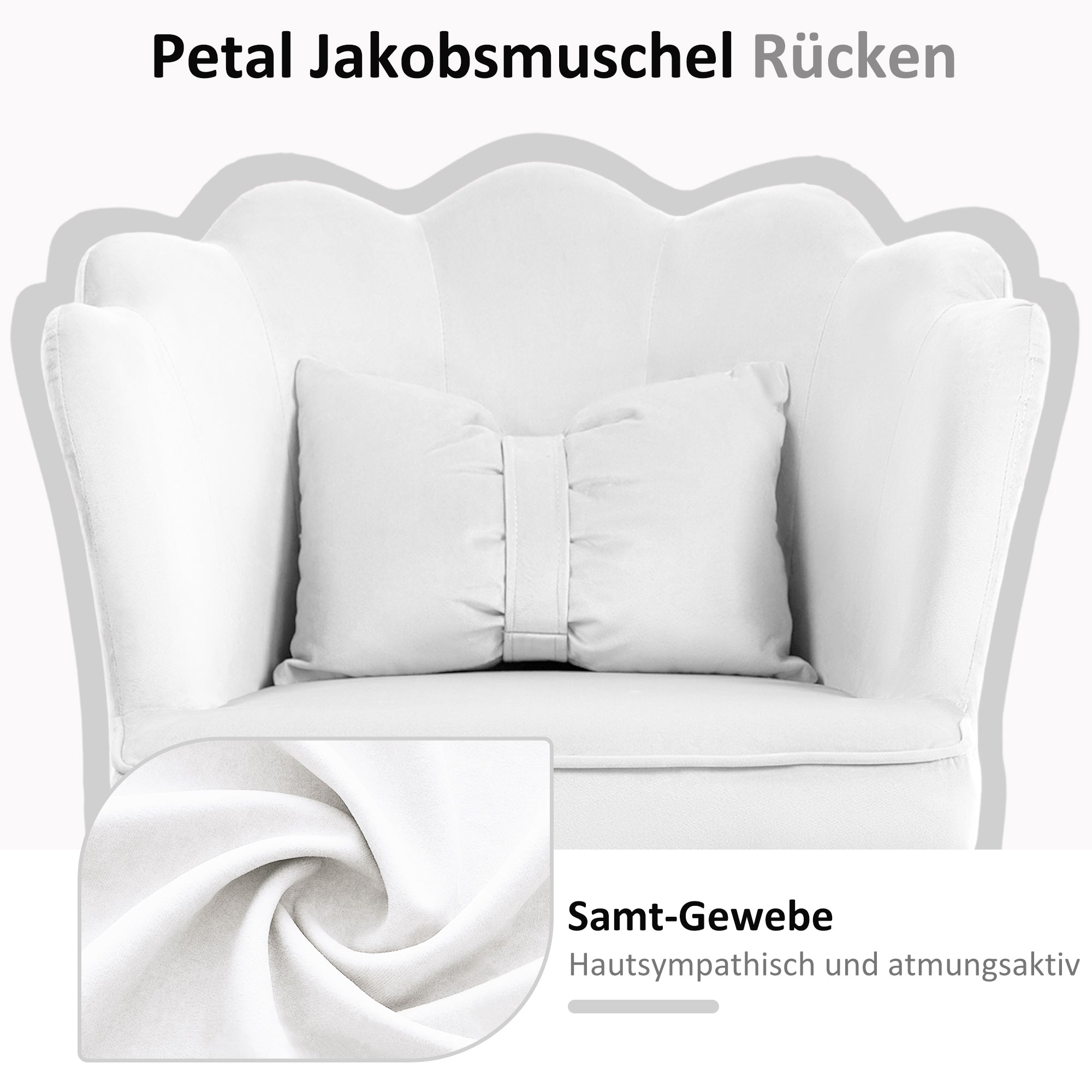 HOMCOM Bürostuhl mit Blütenblatt-Design, Schleifenkissen, weich gepolstert, Weiß