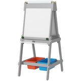 AIYAPLAY 3-in-1 Kindermalstaffelei, Kreidetafel, Whiteboard, Papierrolle, inklusive Zubehör, Kiefernholz, verstellbar, 61cm x 47cm x 113cm, 51cm x 50cm x 108cm