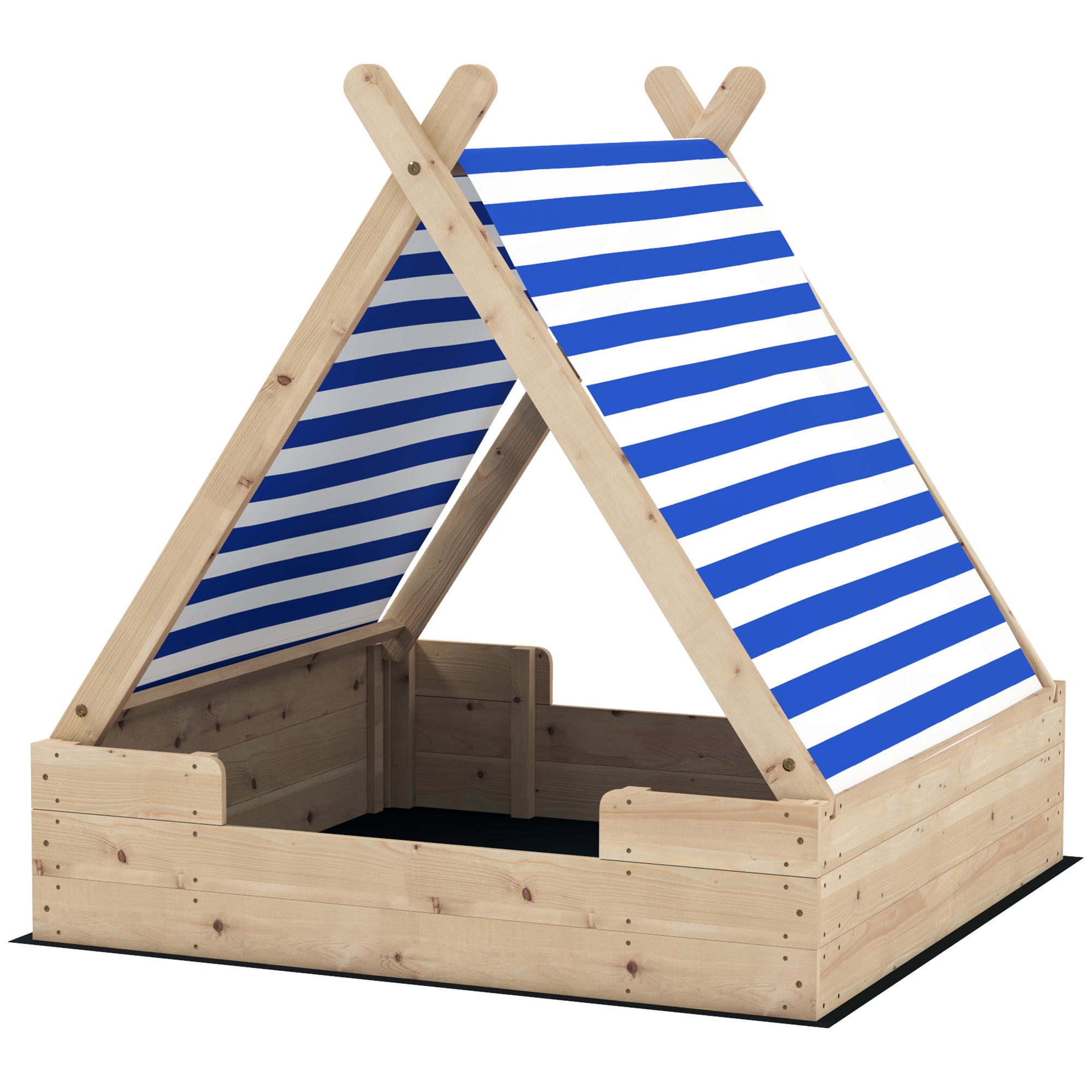 AIYAPLAY Sandkiste für Kinder, Sandkasten mit wetterfestem Zeltdach, für 3 Kinder im Alter von 3-6 Jahren, 120 x 120 x 126,5 cm