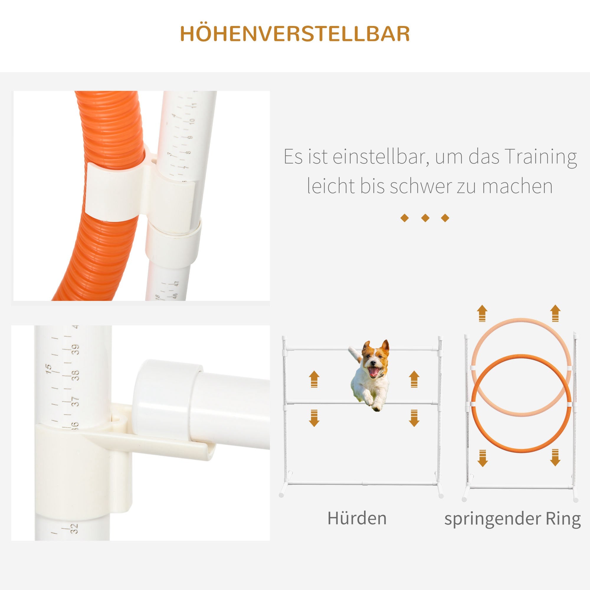 PawHut Hunde-Agiliy-Set Hundeparcours, 1 Reifen,  2 Tunnel 2 Hürden, 321 cm x 63c m x 93 cm, Blau + Rot+ Weiß
