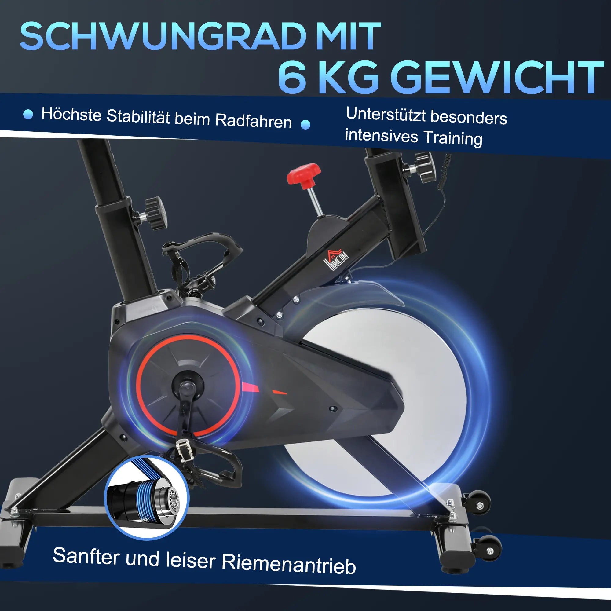 HOMCOM Indoor Cycling Bike Trainer Home Gym Fahrradtrainer Fitnessfahrrad 85 x 46 x 114 cm