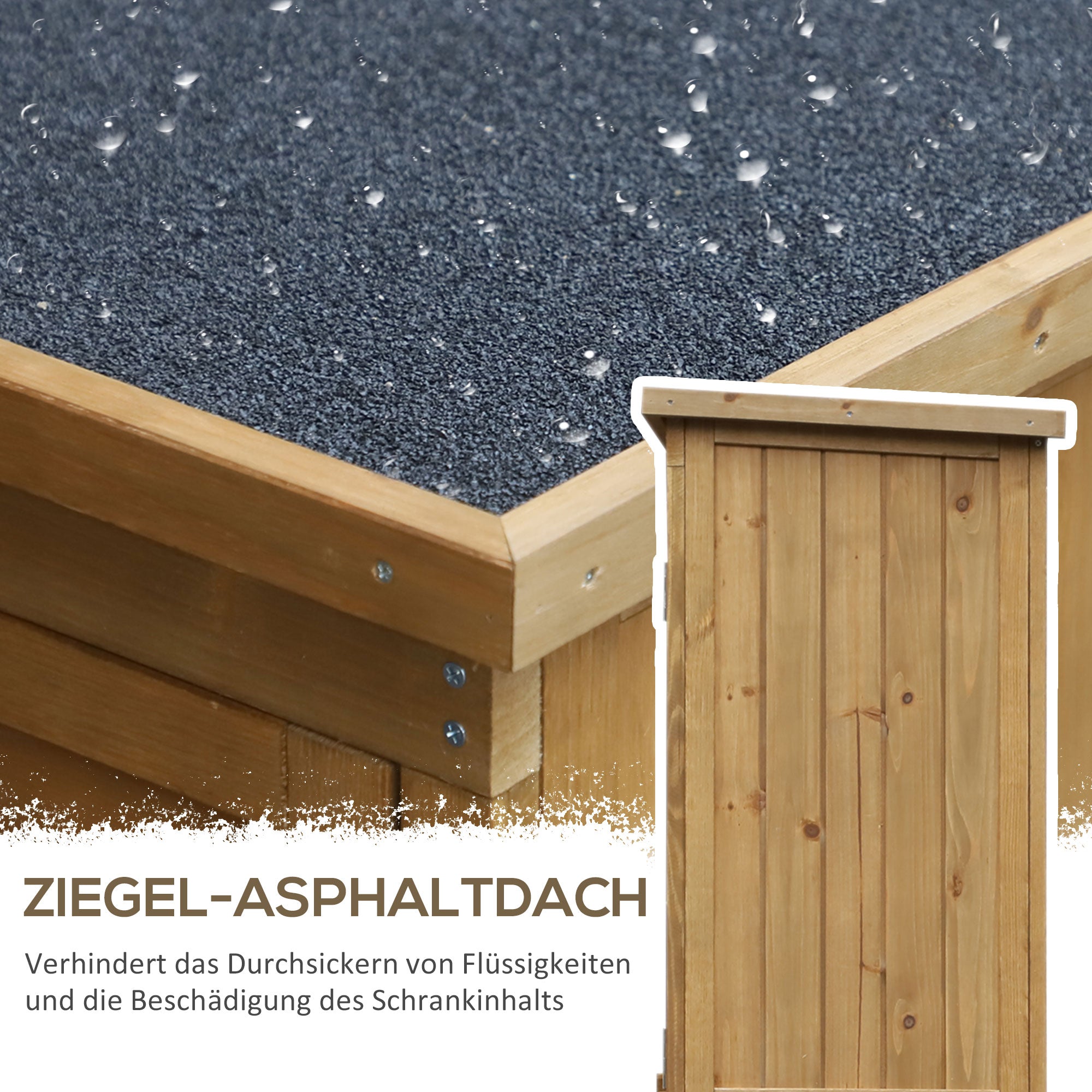 Outsunny Geräteschuppen mit Lamellentüren 3 Regale wetterbeständig 87 cm x 46,5 cm x 160 cm Tannenholz Braun