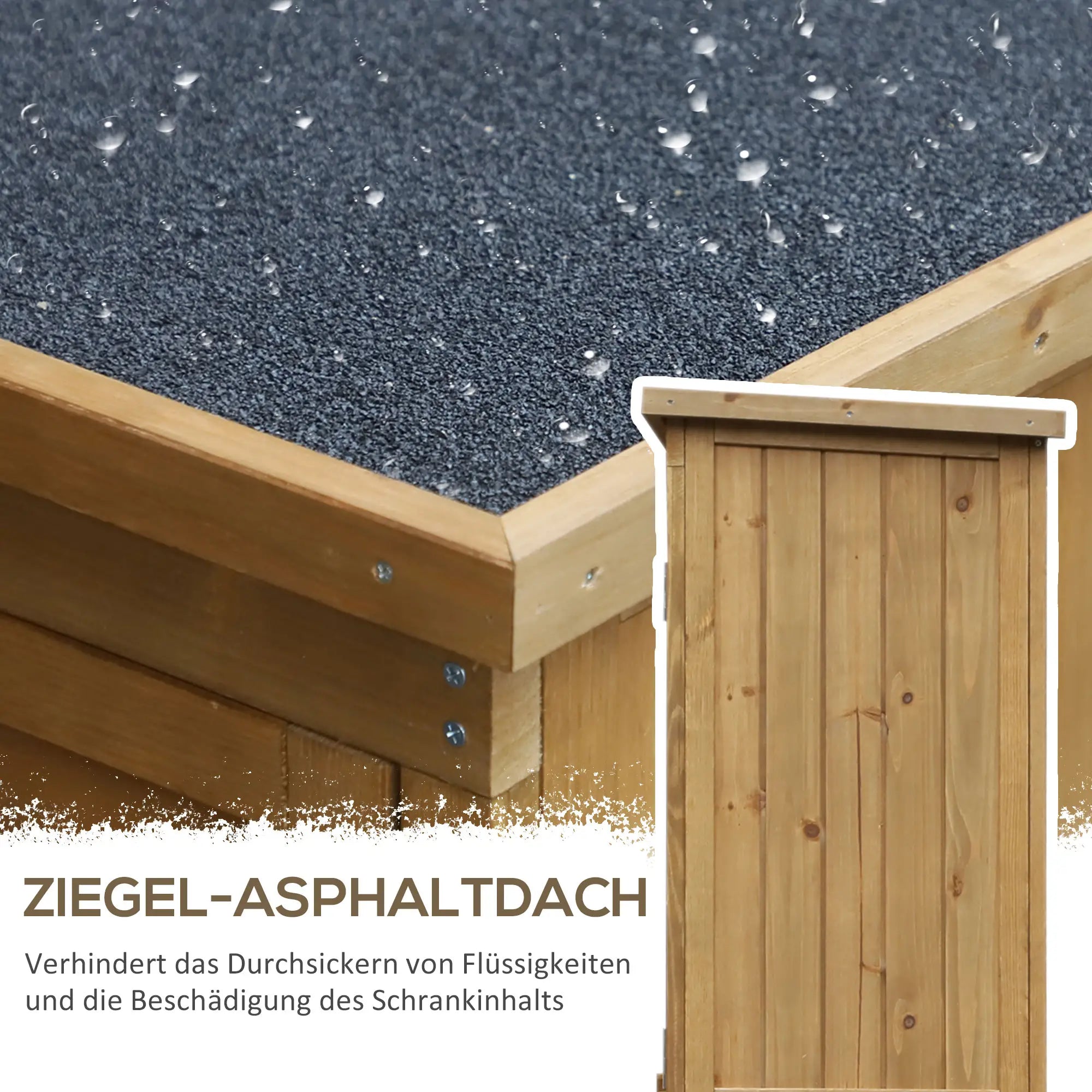 Outsunny Gartenschrank 3 Regale Lamellentüren Tannenholz