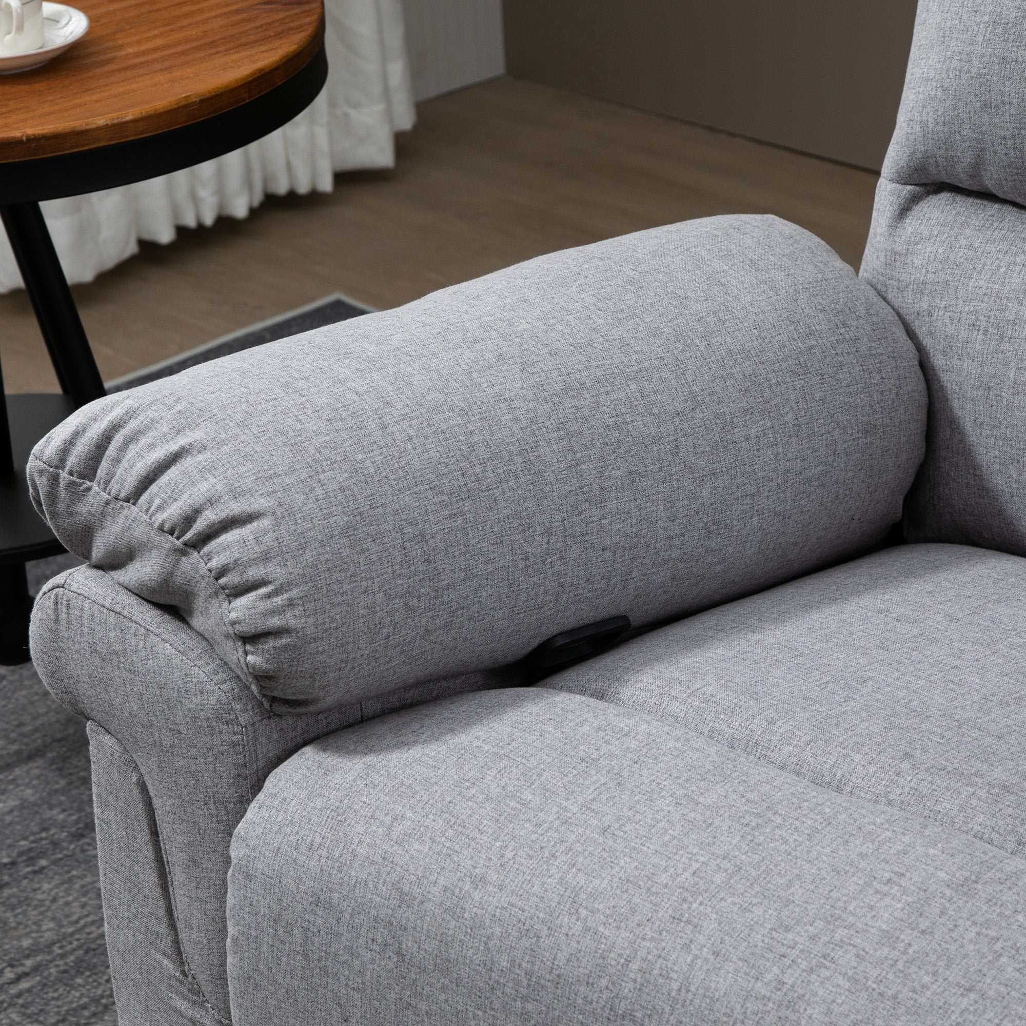 HOMCOM Relaxsessel mit Liegefunktion Einzelsofa Verstellbar Liege 165° neigbar Liegesessel Ruhesessel Fernsehsessel für Wohnzimmer Schlafzimmer Leinen-Touch Hellgrau 91 x 92 x 102 cm