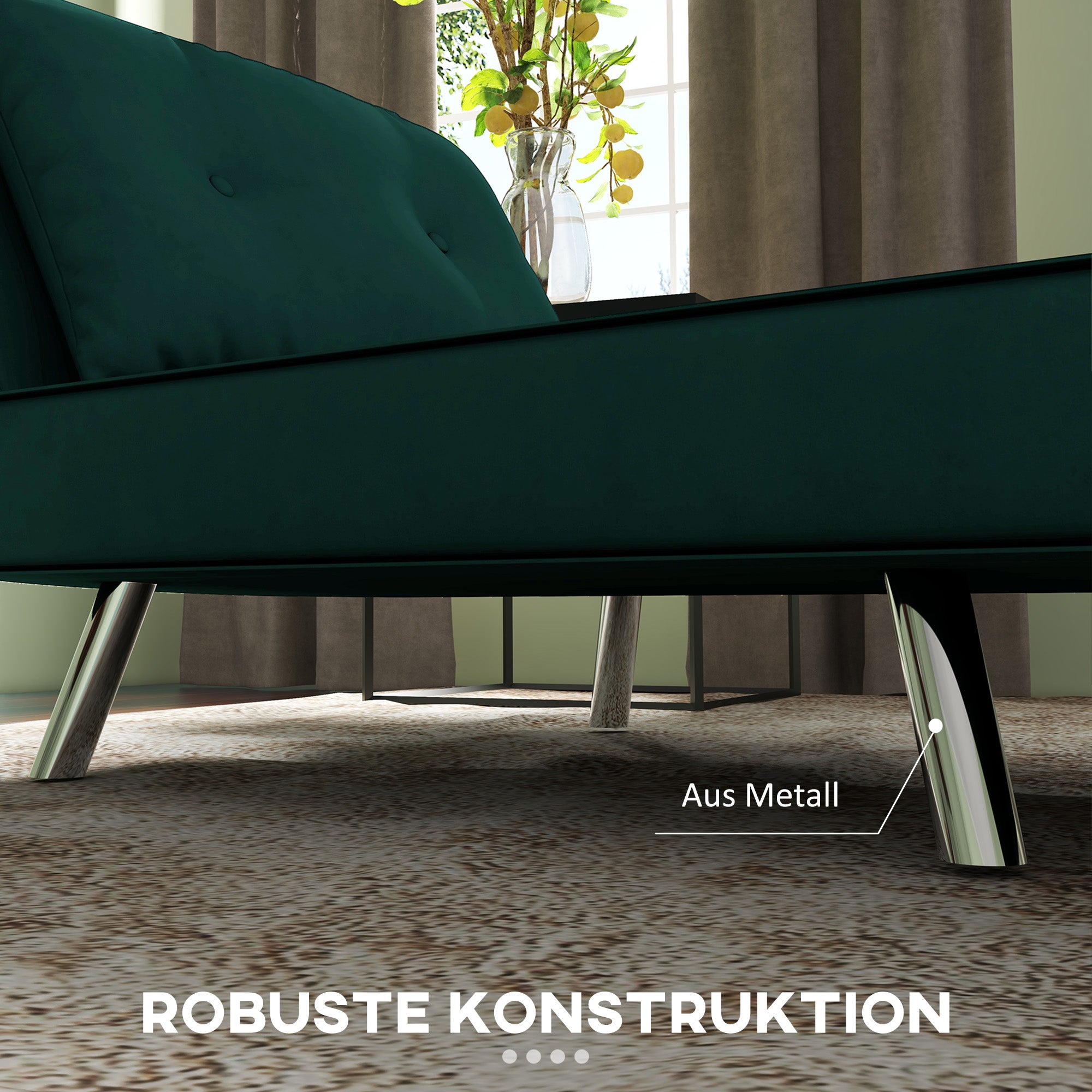HOMCOM Liegesessel Sessel mit Liegefunktion Schlafsessel, Knopfheftung, Leinenoptik, 77 cm x 88 cm x 83 cm, Grün