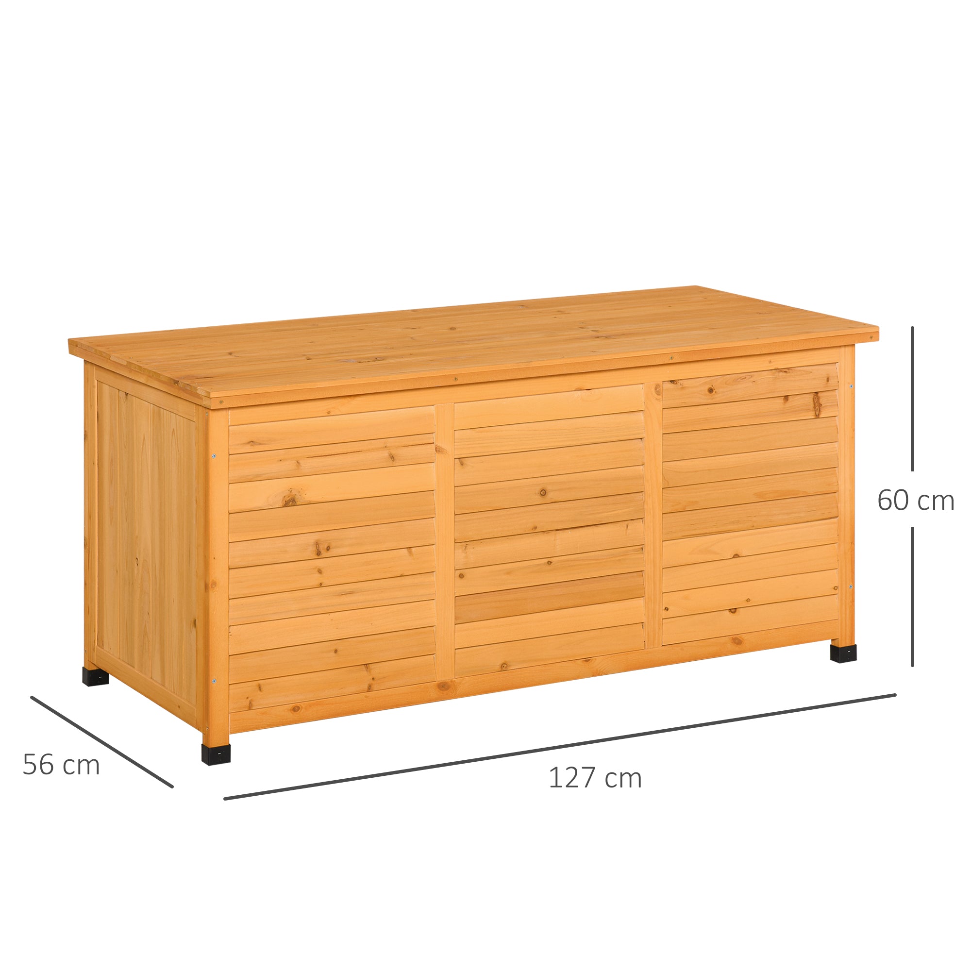 Outsunny Gartenbox, Kissenbox, Aufbewahrungsbox, Aufbewahrungsbox, Gartentruhe, wetterbeständig, Massivholz, 127 x 56 x 60 cm Gelb