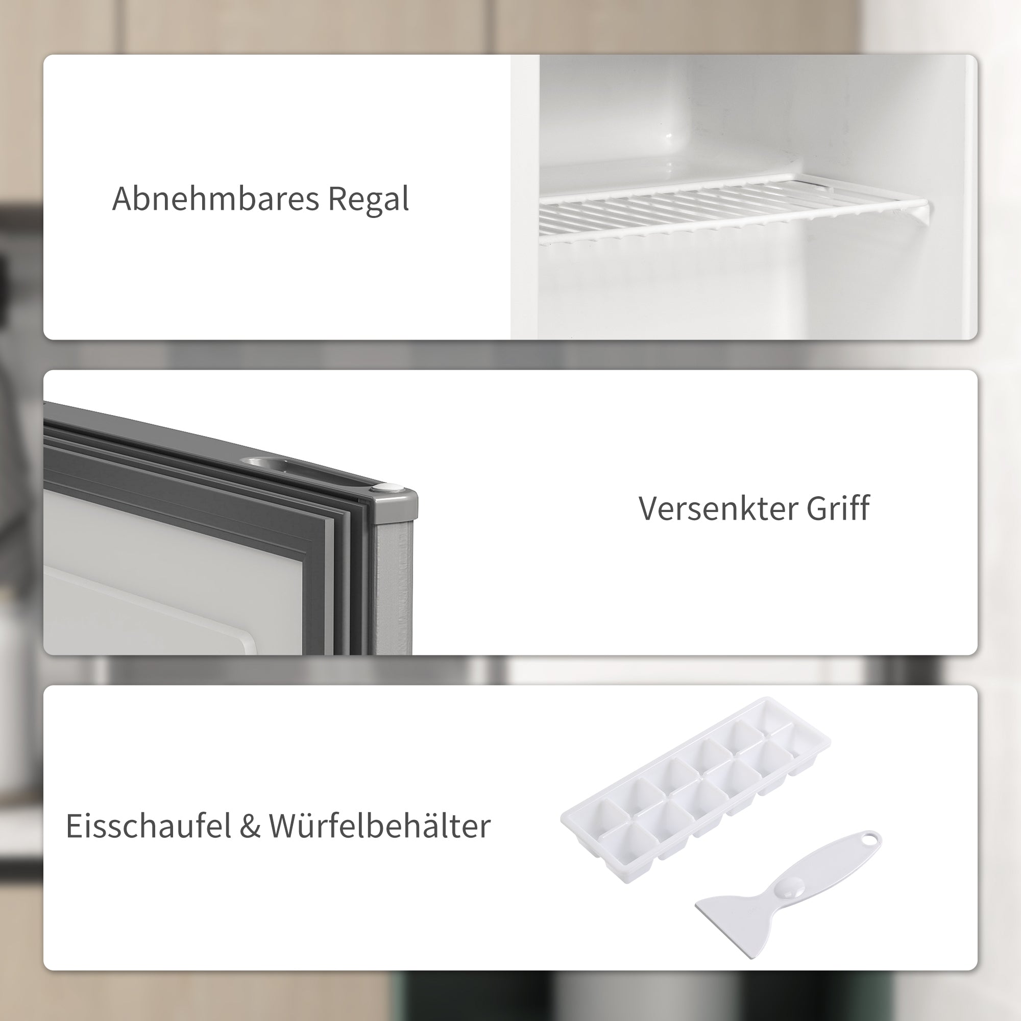 HOMCOM Mini-Gefrierschrank 35 L Gefrierbox elektrisch freistehend 161W Mini Gefriertruhe 47 x 44,2 x 48,8 cm Grau