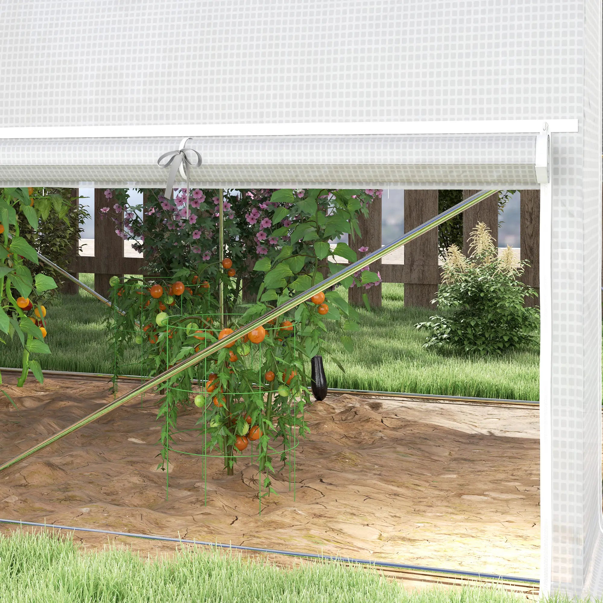 Outsunny Gewächshaus 3x2 m Folientunnel mit Fenster & Tür