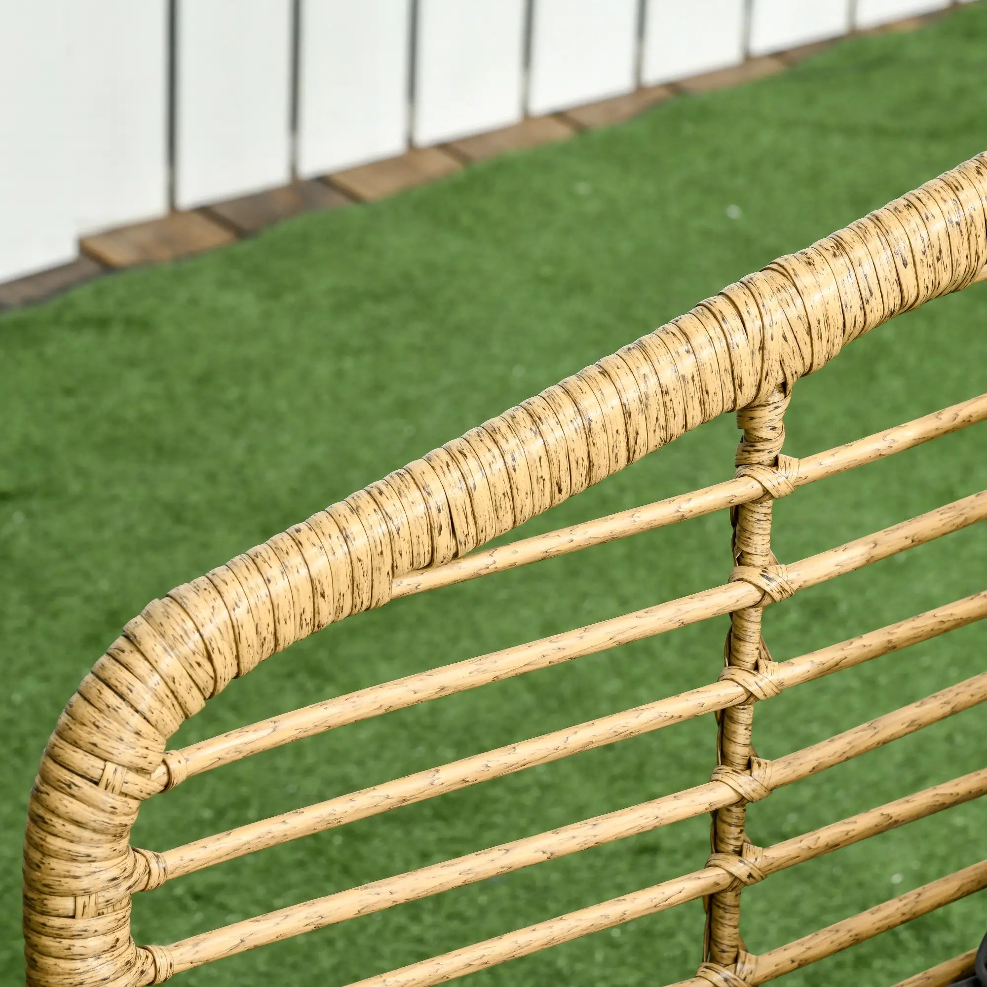 Outsunny Gartenmöbel-Set für 4 Personen, Rattan Sitzgarnitur mit Kissen, Balkonmöbel im Boho-Stil, Sand+Dunkelgrau