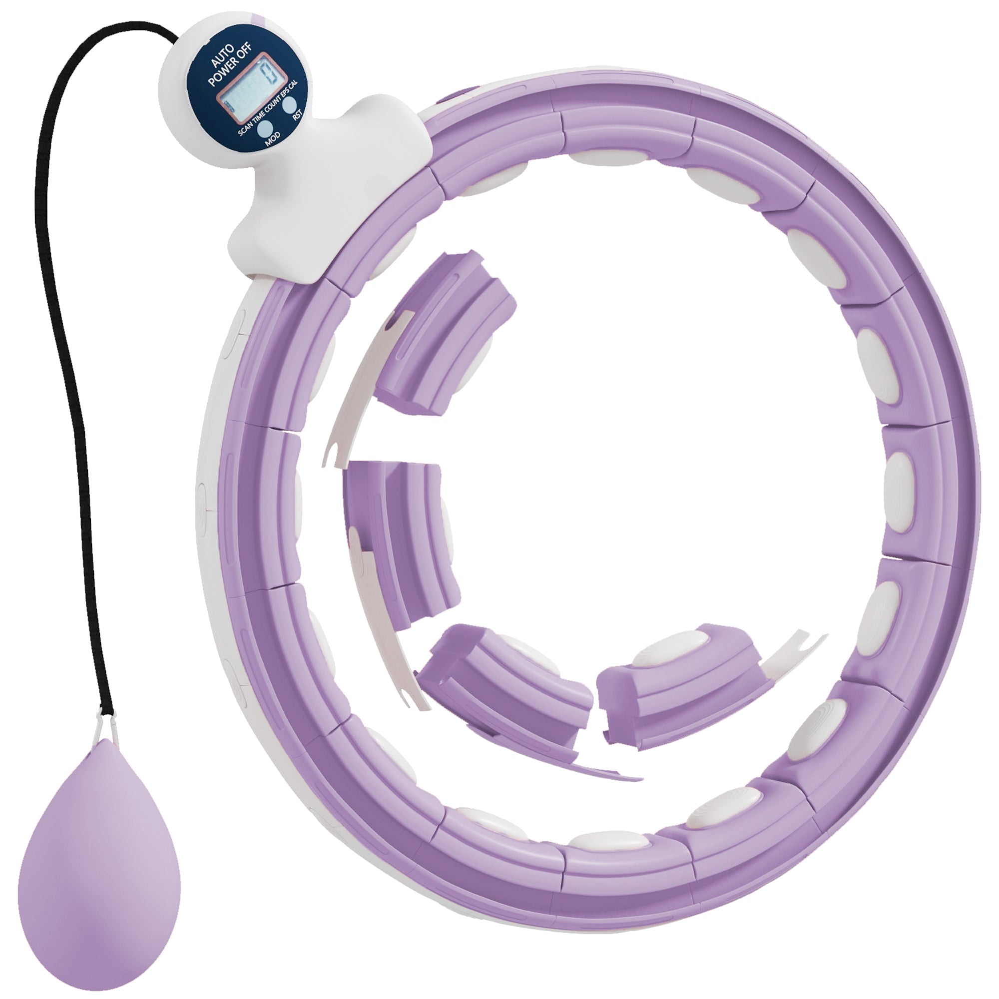 SPORTNOW Smart Hula Hoop Reifen Erwachsene mit Gewicht Kugel Zähler 16 Knoten (76-113cm) Violett