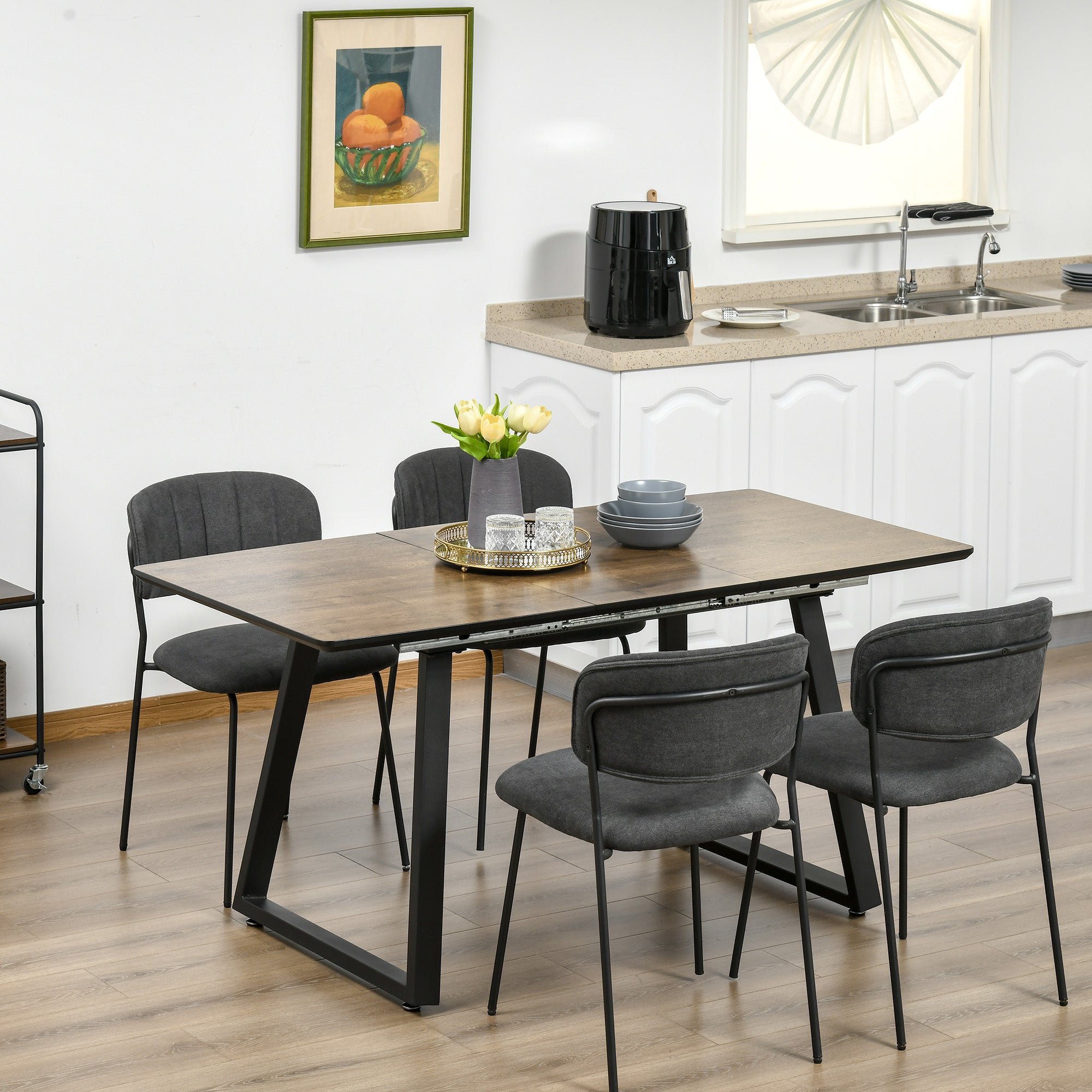 HOMCOM Esstisch ausziehbar Loft-Stil große Tischplatte