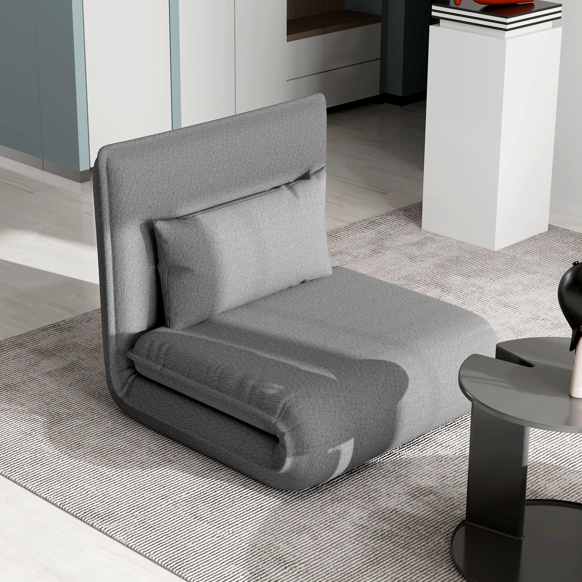 HOMCOM Bodensessel, 3-in-1-Design, Verstellbarer Bodenstuhl, Chaiselongue für Wohnzimmer, Schlafzimmer, Gästezimmer, Büro, Grau