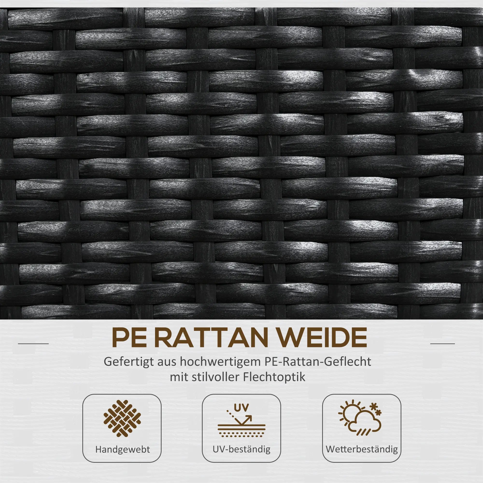 Outsunny Blumenkasten mit Spalier, wetterfest, Polyrattan, 103 x 103 x 29 cm, Schwarz