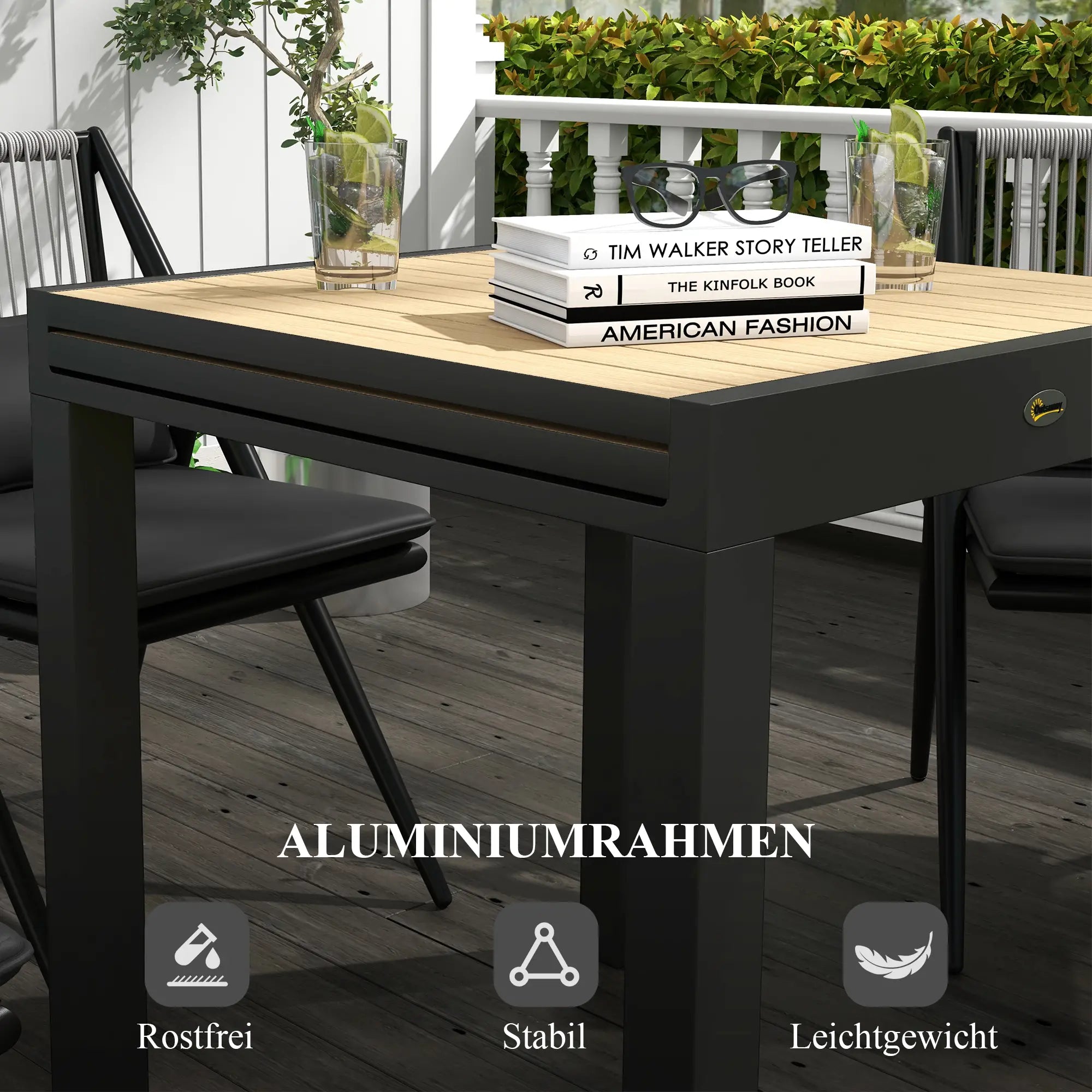 Outsunny Esstisch 81/162×80 cm Gelb