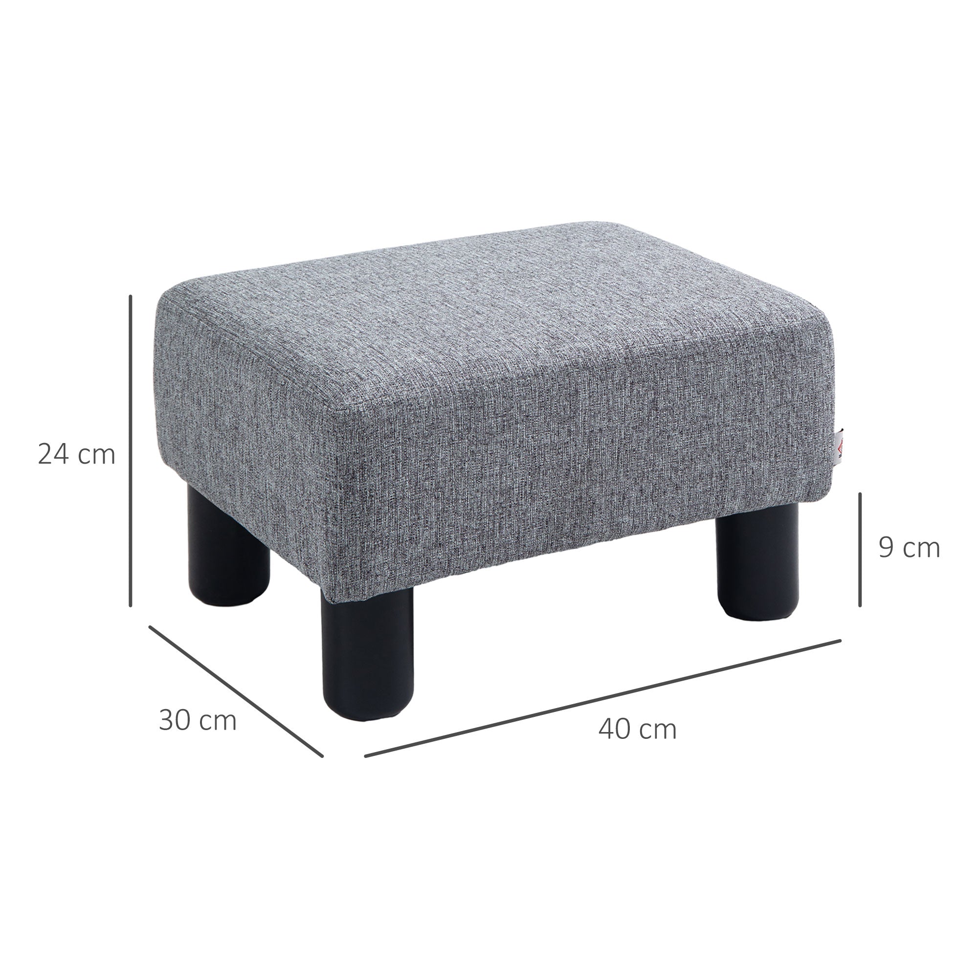 HOMCOM Hocker mit Stoffbezug in Leinenoptik, bis 110 kg, hellgrau, 40 x 30 x 24cm