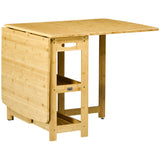 HOMCOM Klapptisch, Esstisch, zwei klappbare Seiten, zwei Ablagen, verstellbare Füße, Bambus, 149,5 x 80 x 73,5cm, 149,5cm x 80cm x 73,5cm