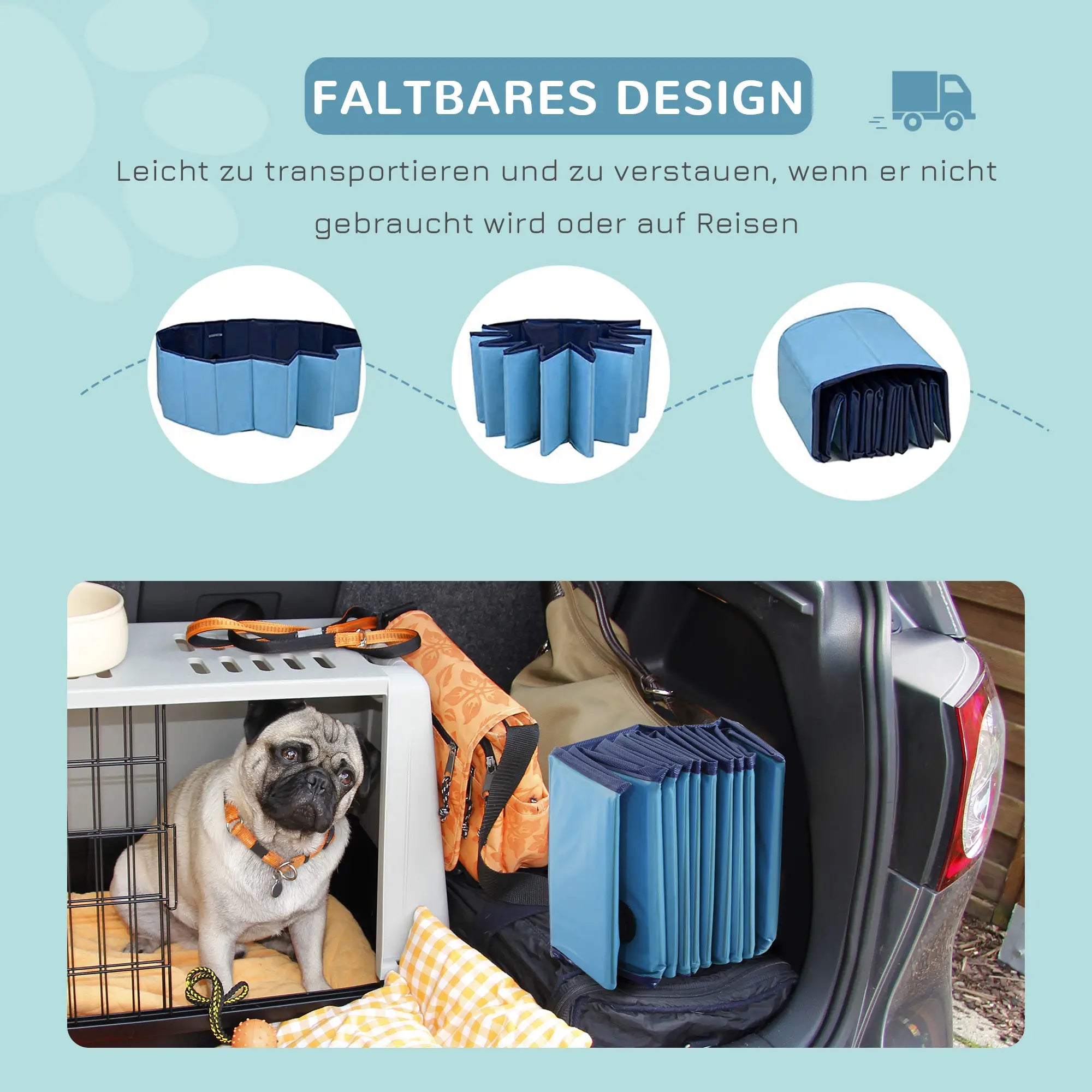 PawHut Hundepool faltbar vielseitig einsetzbar Holz