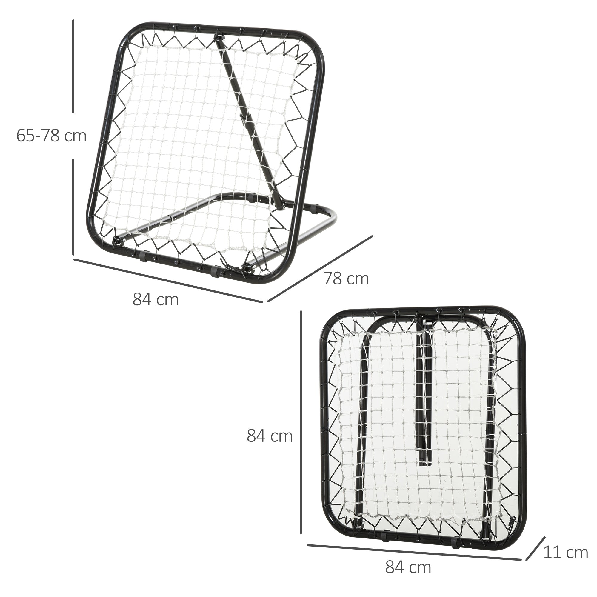 HOMCOM Rebounder für Fußball, 78 x 84 cm Prellwand mit Heringen, verstellbar in 5 Stufen, tragbar, Kickback Tor, Fußballtor für Jugendliche, Fußball Trainingszubehör für Baseball Training Weiß
