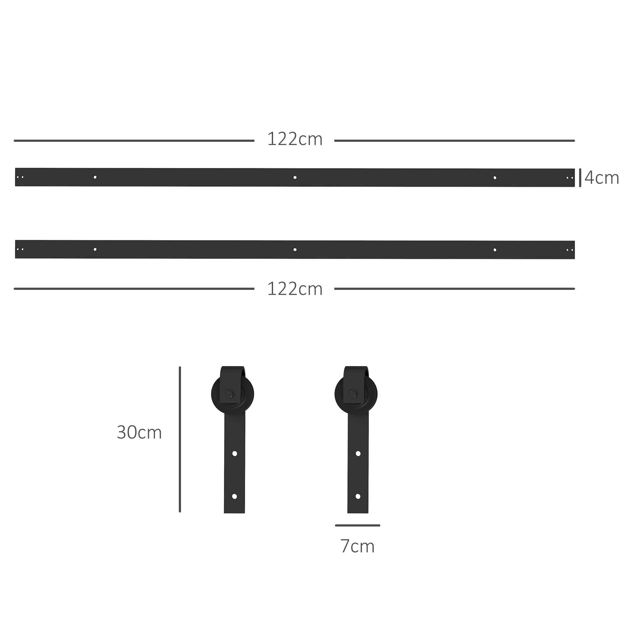 HOMCOM Schiebetür-Bausatz, leise & leichtgängig, für Holz- & Zementwände, 244cm, Stahl, Schwarz
