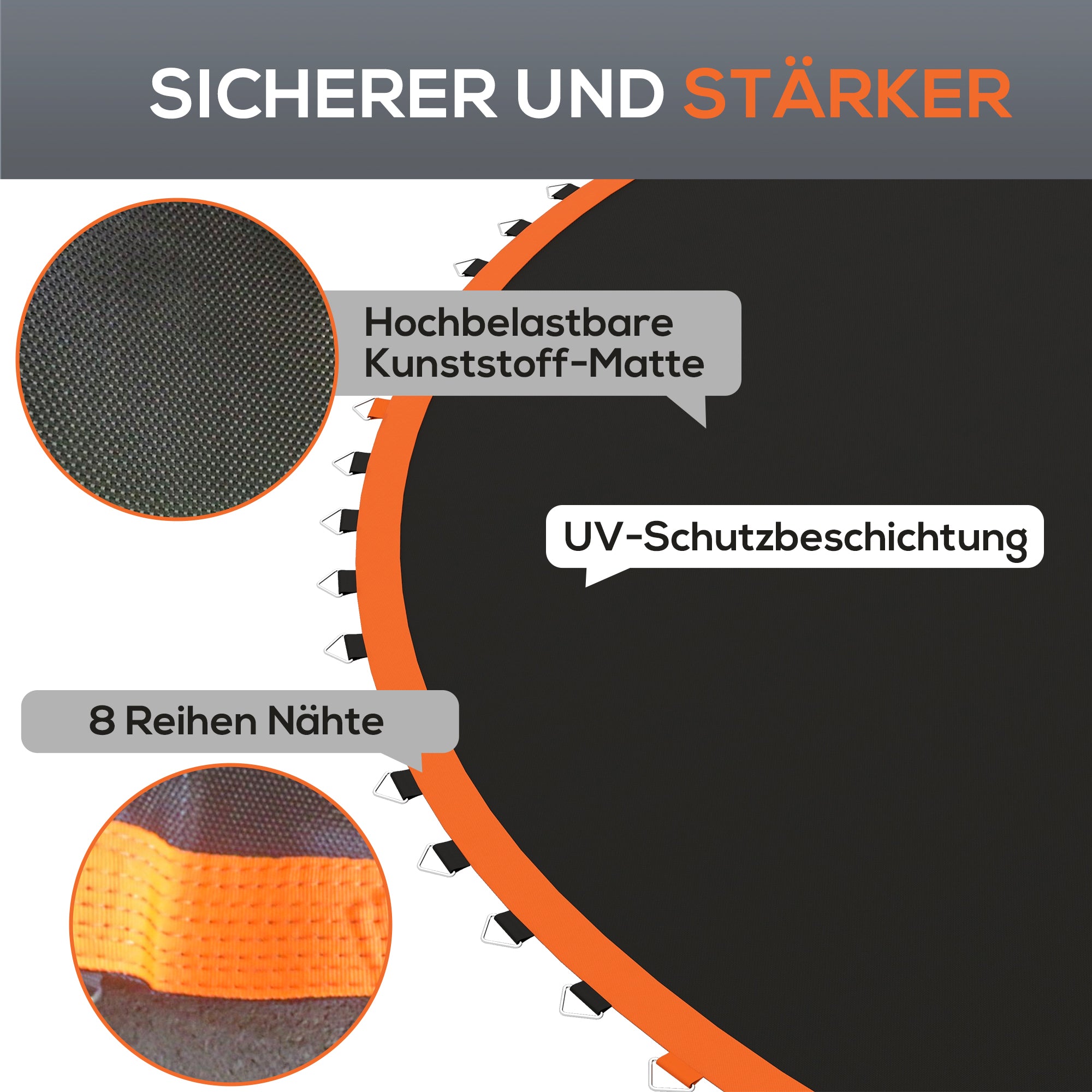 SPORTNOW Trampolin-Matte, Runde Sprungplane, Polypropylen, Orange