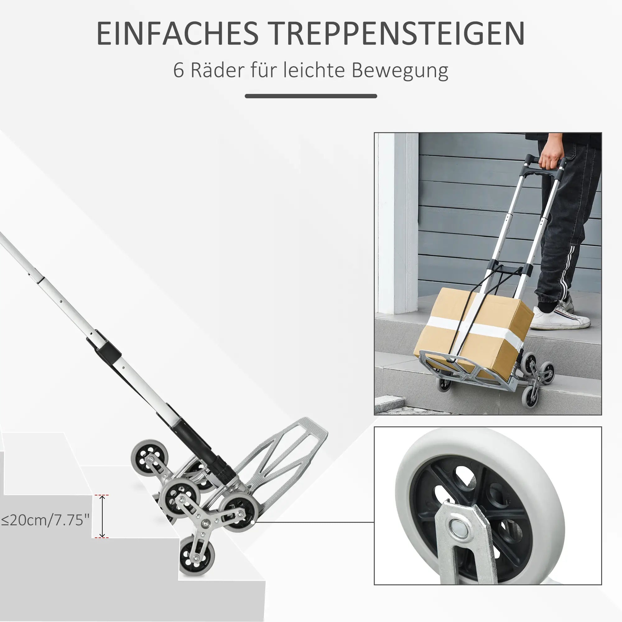 Durhand Treppensteiger Sackkarre 6 Räder faltbar Aluminium