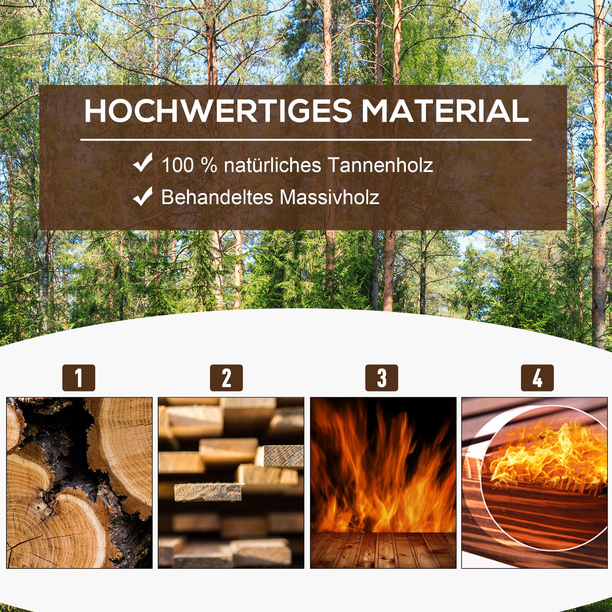 Outsunny Hochbeet im Holzwagen-Design, Brandlackierung, beweglich, wetterbeständig, Braun