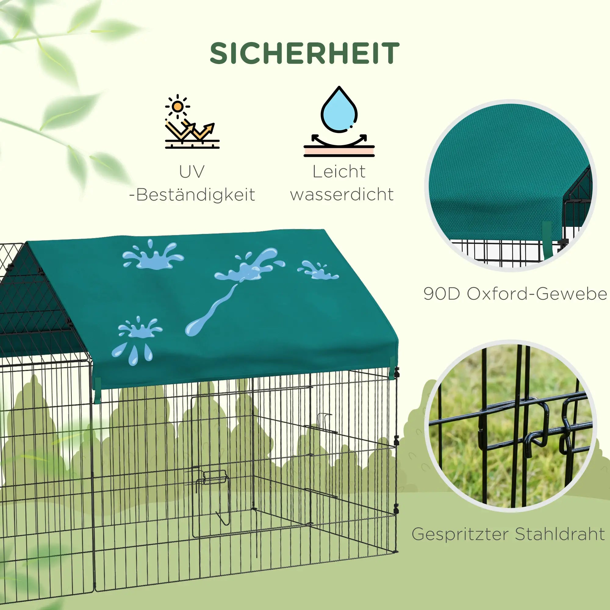 PawHut Kleintiergehege Outdoor mit Abdeckung und 4 Türen