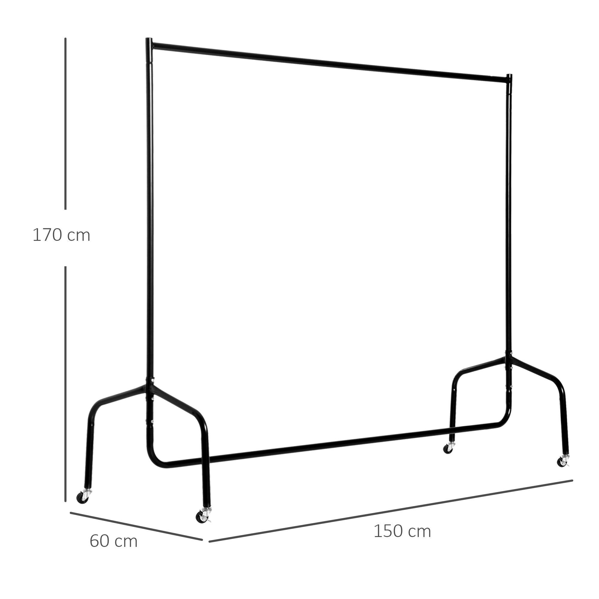 HOMCOM Kleiderständer Kleiderwagen Wäscheständer Rollgarderobe Garderobenständer (150 x 60 x 170 cm)