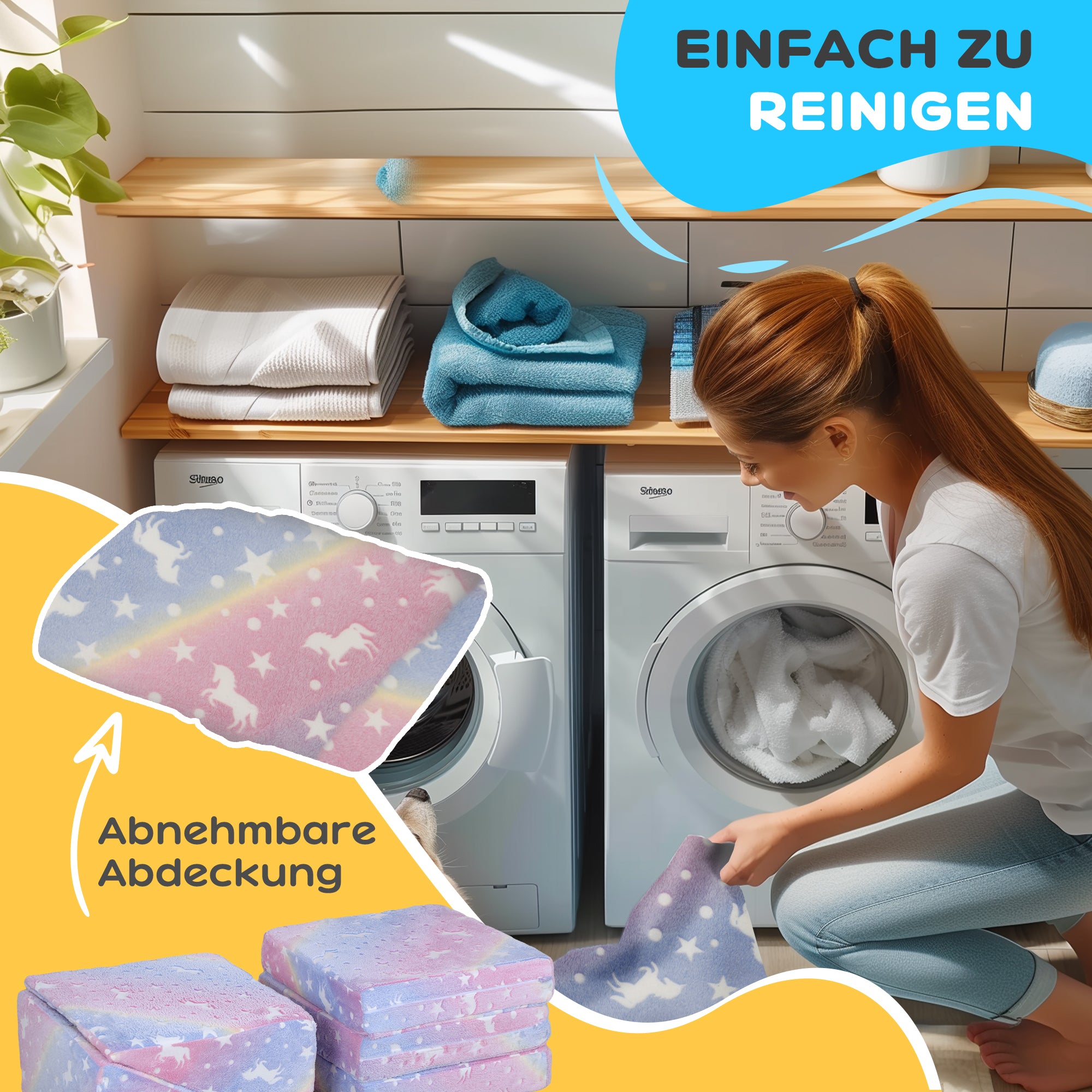 AIYAPLAY Modulares Spielsofa-Set für Kinder, 5-teilig, Treppe, Matratze, Pony- und Sternenmuster, leuchtet im Dunkeln, Rosa