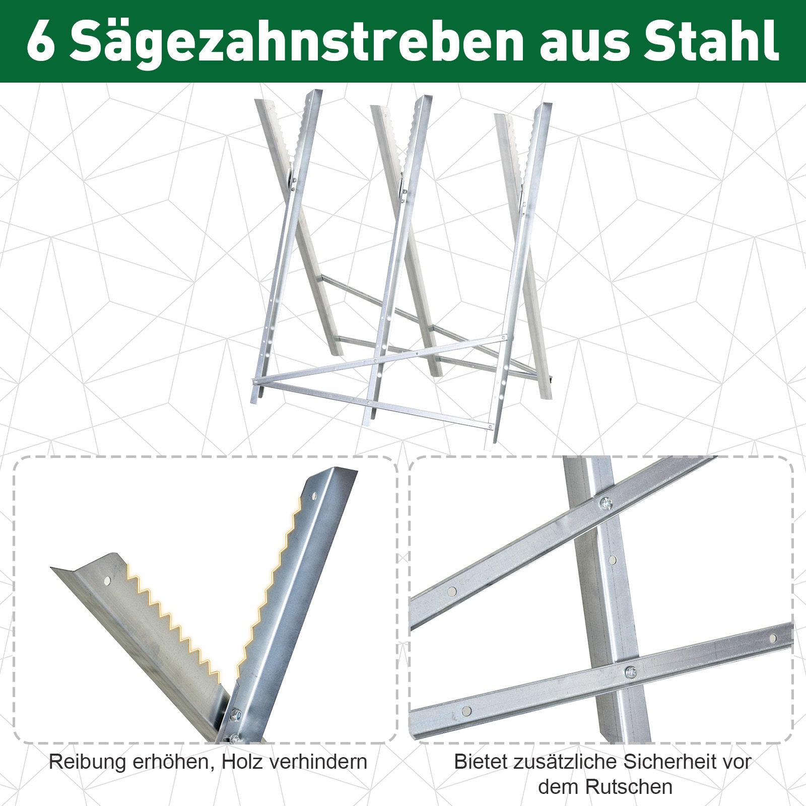 DURHAND Kettensägebock Sägebock zusammenklappbar Sägegestell für Brennholz Silber Metall 83 x 83 x 79 cm