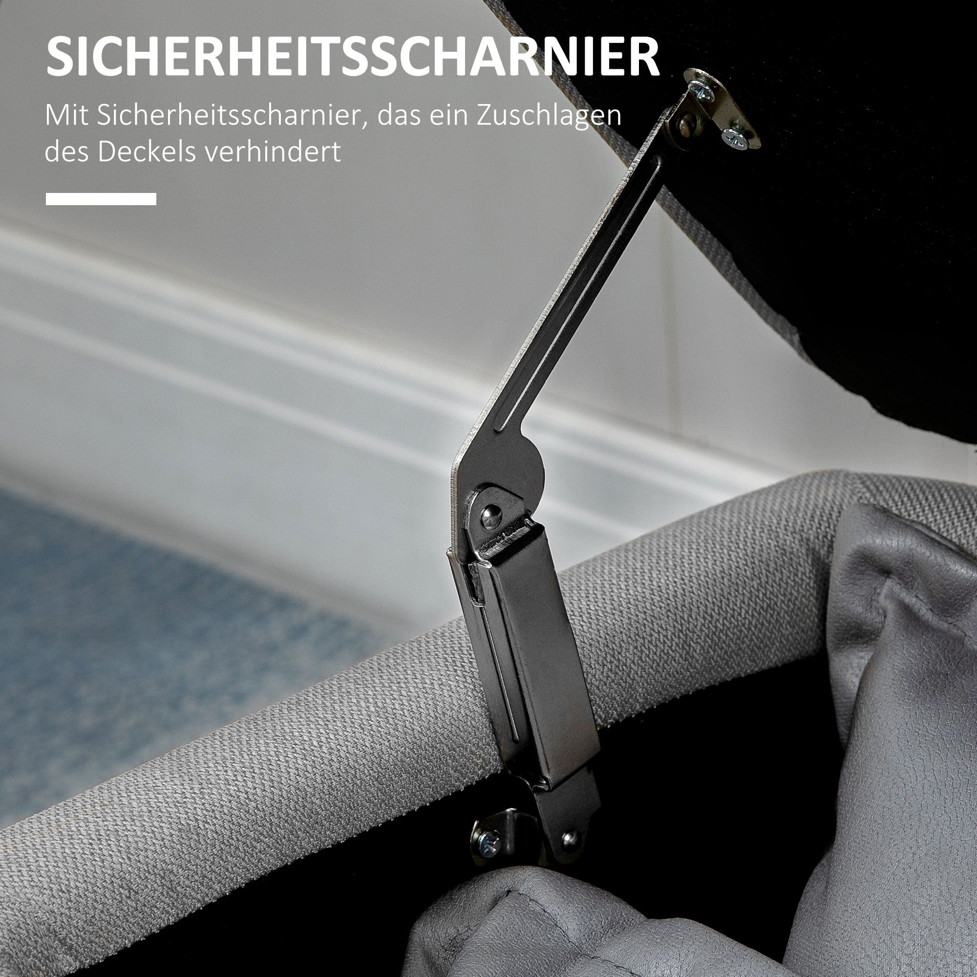 HOMCOM Sitzbank, Sitztruhe, Polsterbank, Leinenoptik, bis 150kg, 101x38,5x44,5 cm, Grau