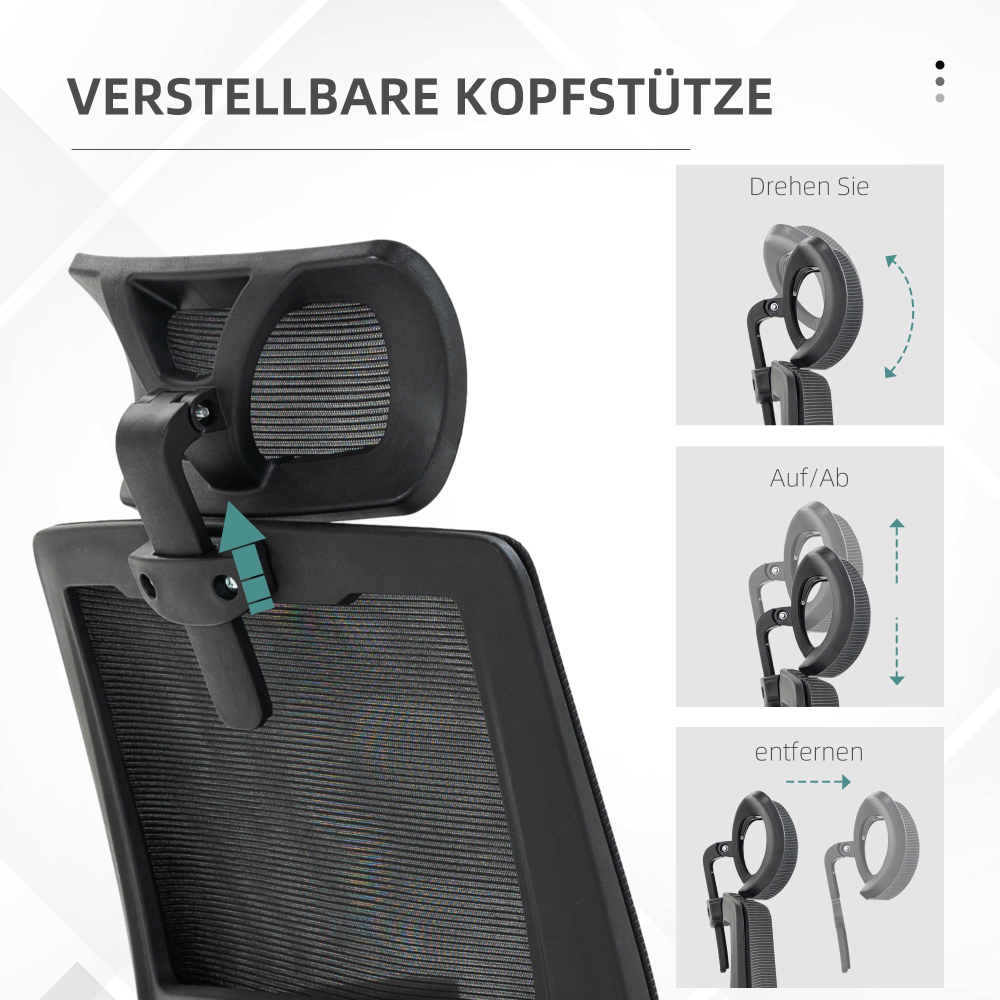 Vinsetto Bürostuhl Schreibtischstuhl Office-Stuhl, höhenverstellbar, 1 Kopfstütze, 60 x 61 x 121,5 cm. Schwarz