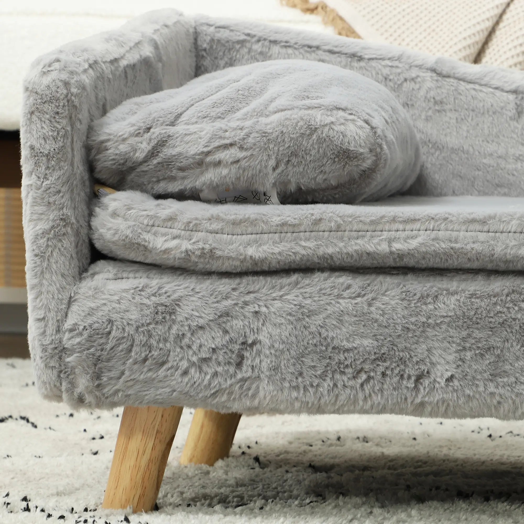 PawHut Hundesofa 80x50x40 cm hellgrau mit Holzbeinen
