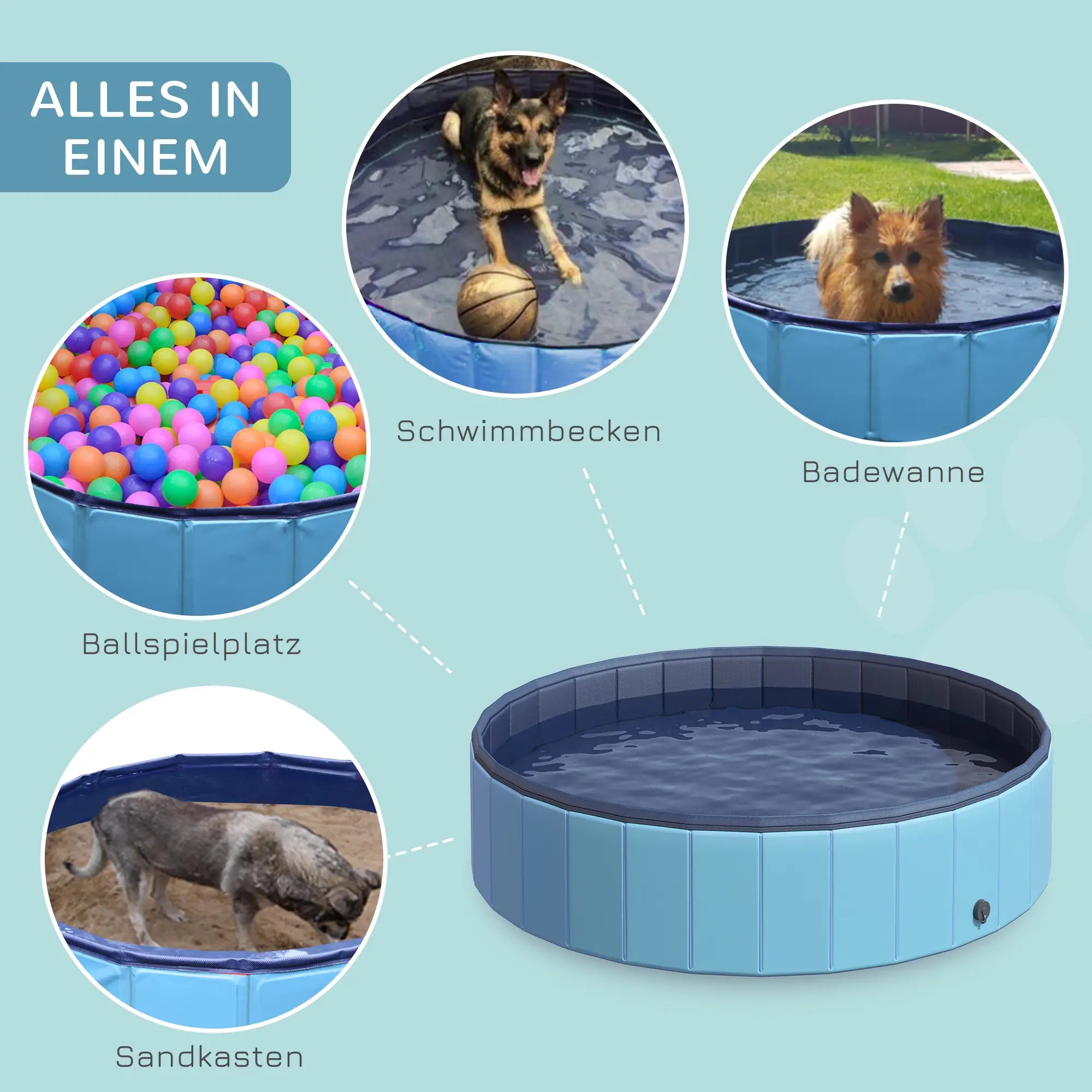 PawHut Hundepool faltbar vielseitig einsetzbar Holz