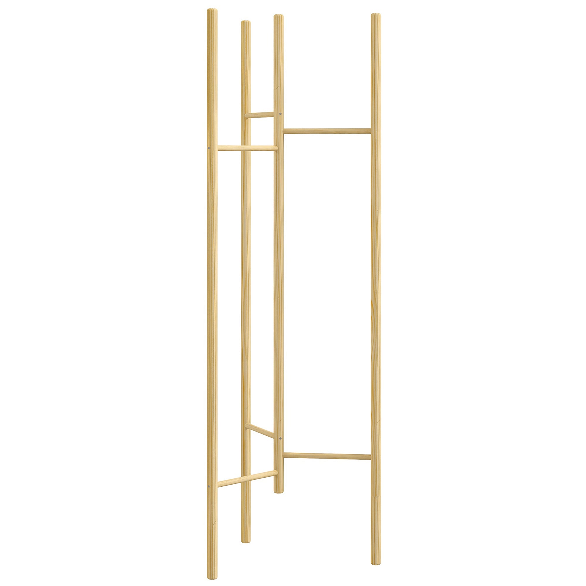 HOMCOM Kleiderständer, platzsparend, 5 kg Belastung, 62x52,5x160cm, Natur