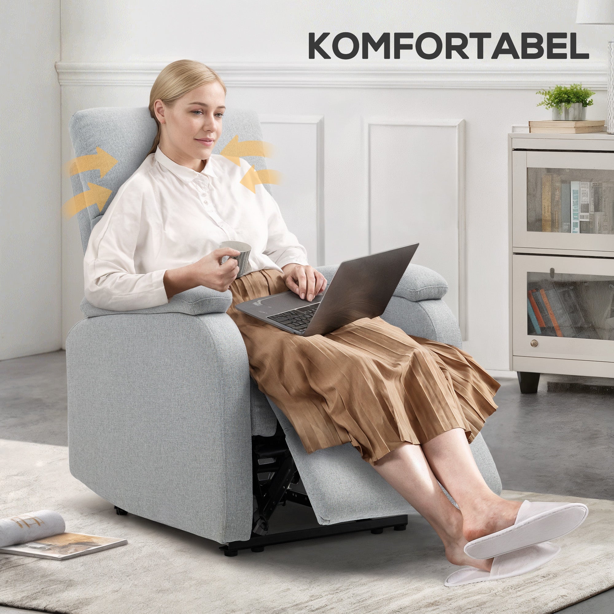 HOMCOM Recliner-Sessel, Entspannungssessel mit verstellbarer Rückenlehne, Fußstütze, Polstersessel für Wohnzimmer, Grau