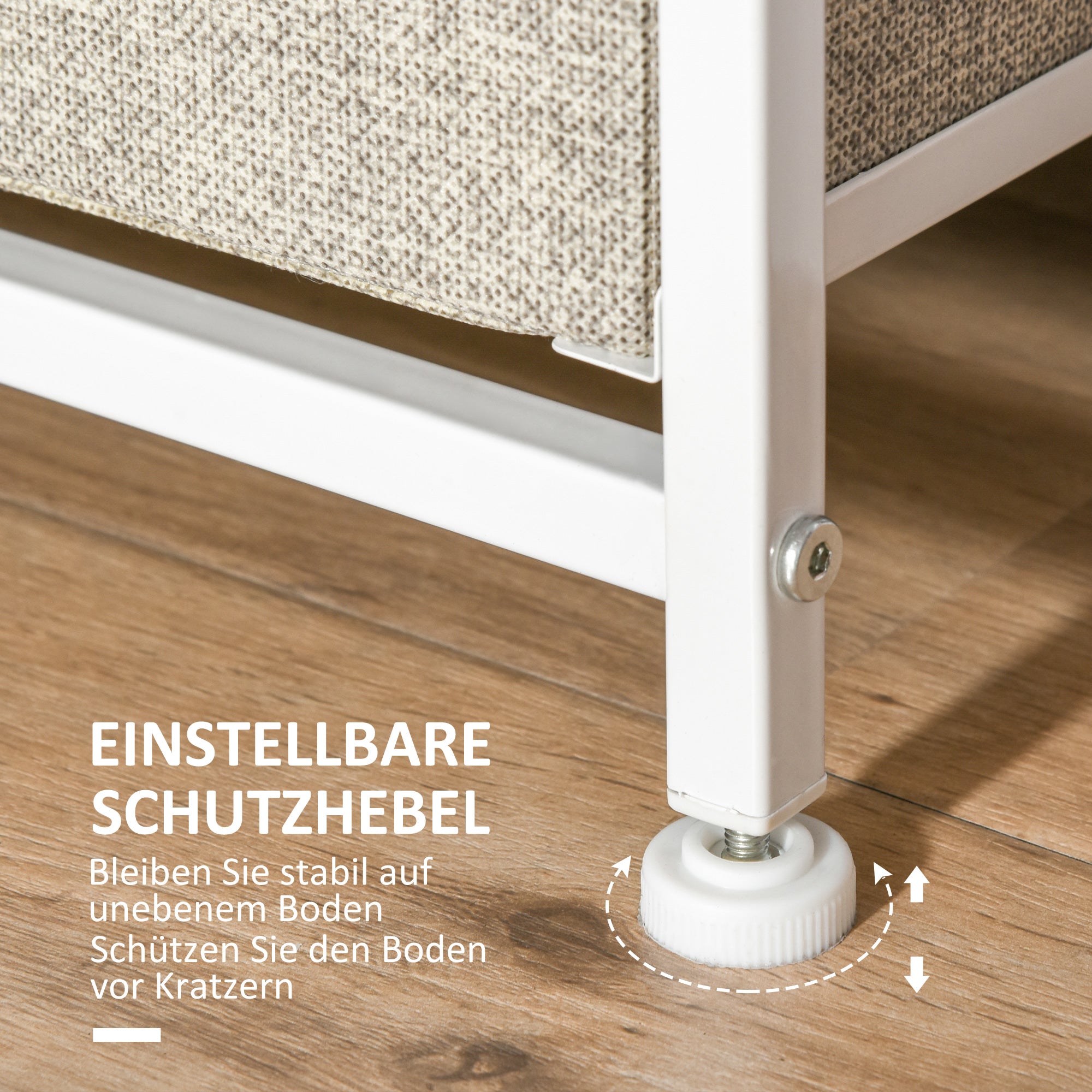 HOMCOM Kommode, Sideboard, 7 faltbare Stoffschubladen, Metallgestell, 63,5 x 30 x 71 cm, Hellgrau