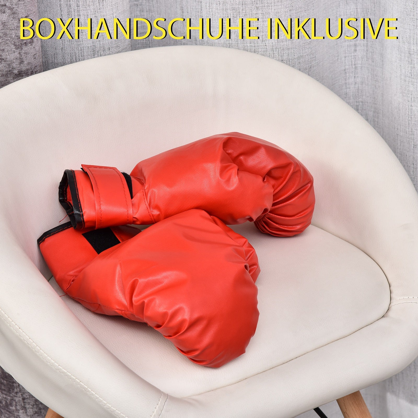 HOMCOM Punchingball-Set, Box-Trainingsset, 136-154 cm höhenverstellbar, mit 1 Paar Handschuhe, Geeignet für Profis und Anfänger