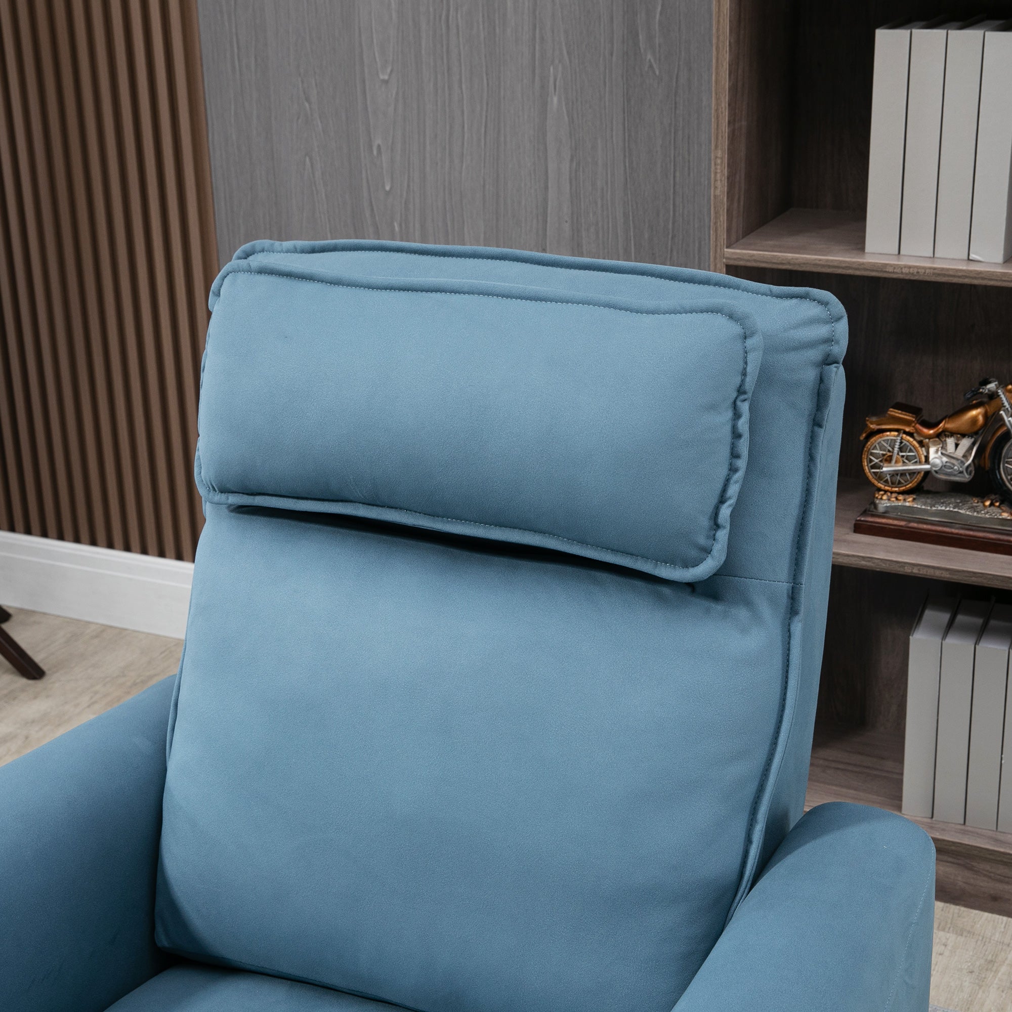 HOMCOM Aufstehhilfe Relaxsessel Fernsehsessel, integrierte Fußstütze, Seitentasche, Kabelfernbedienung, 84 x 89,5 x 105 cm,Blau