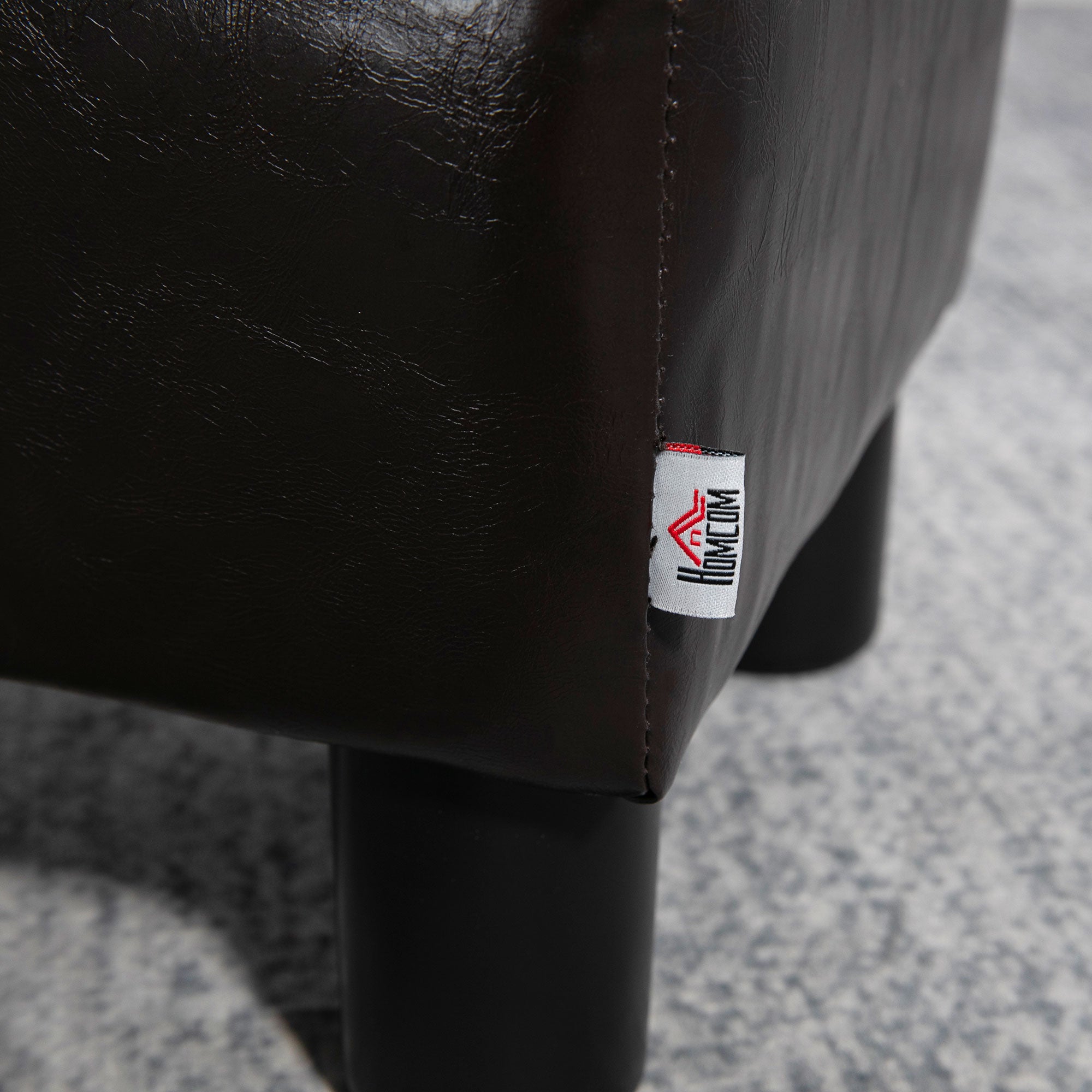 HOMCOM Hocker mit Stoffbezug in Kunstlederoptik, bis 110 kg, Kaffee, 40 x 30 x 24cm
