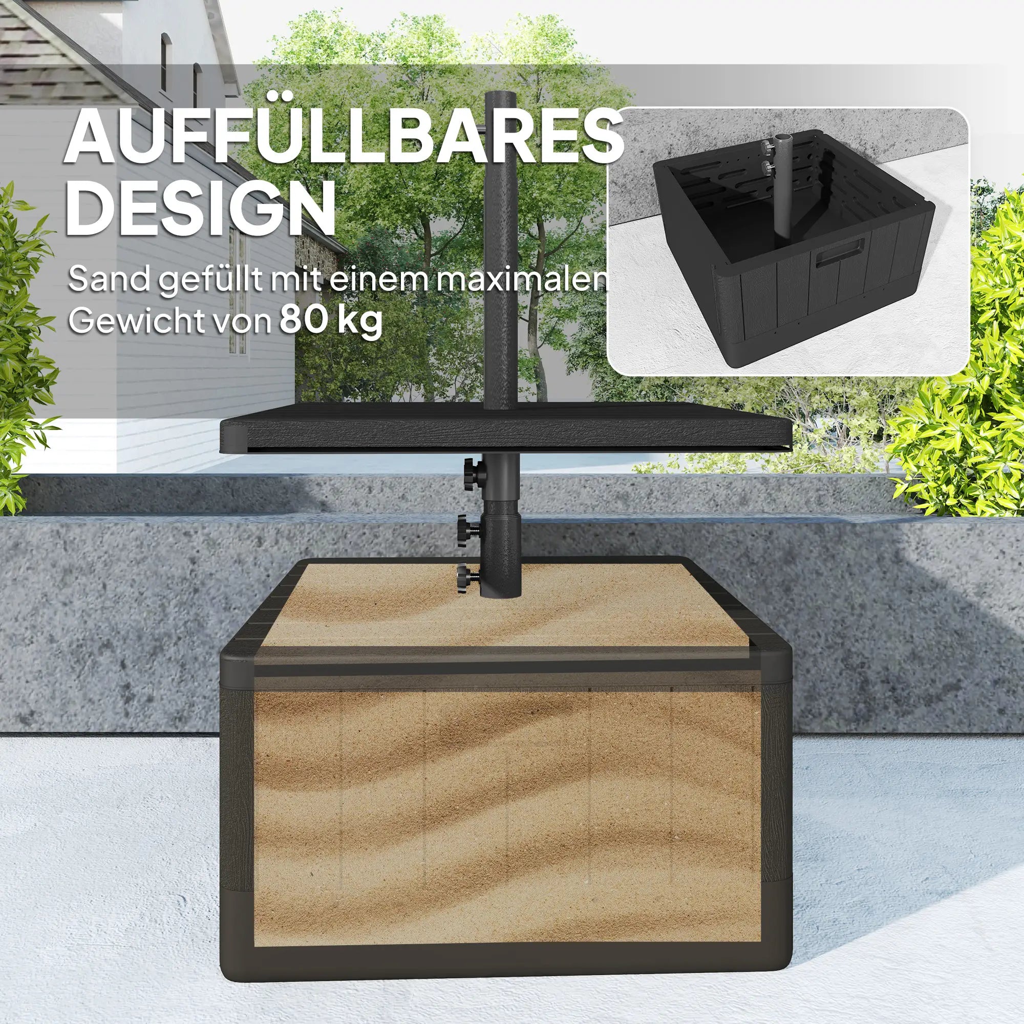 Outsunny 3-in-1 Schirmständer 80?kg Schwarz