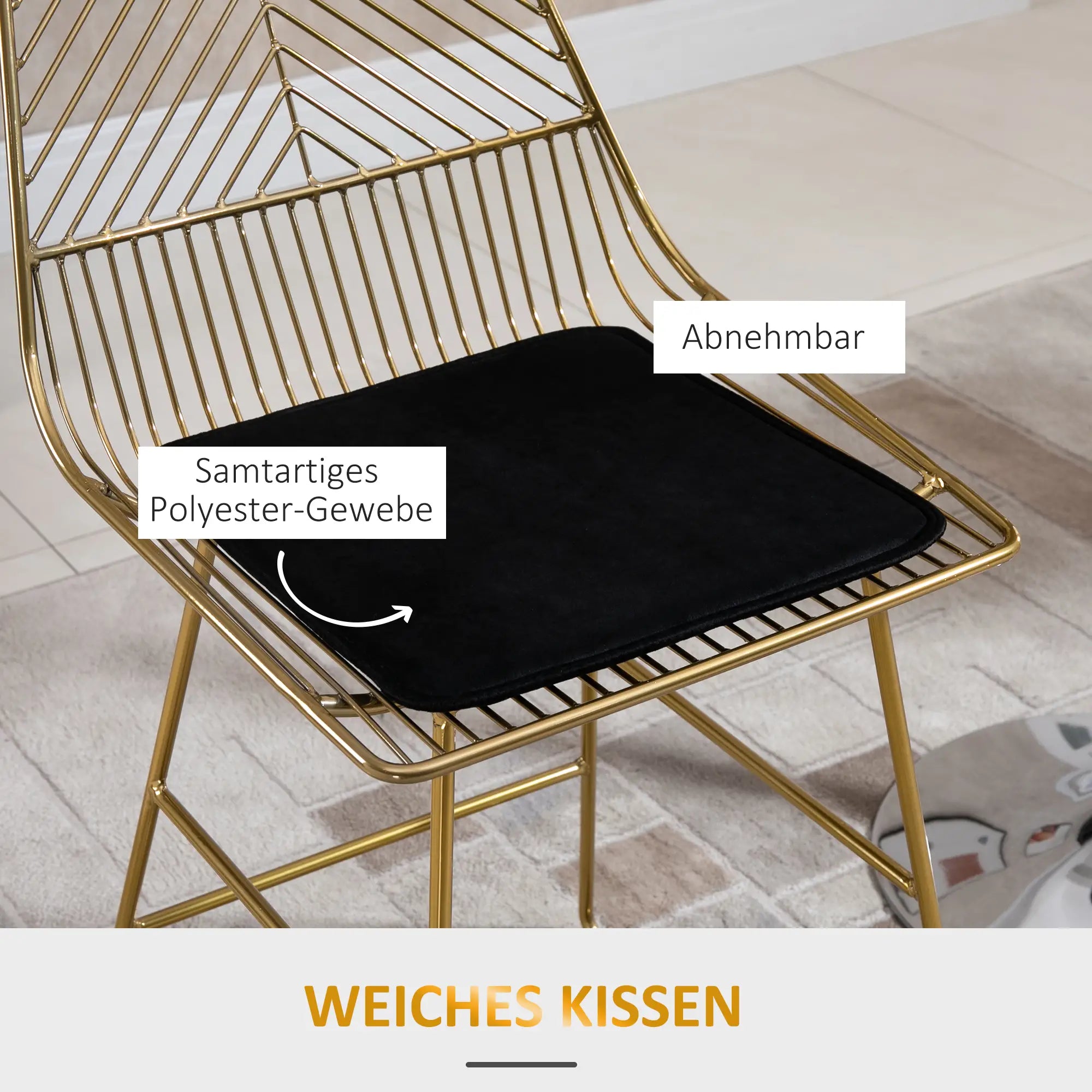HOMCOM Barhocker 2er-Set geometrisches Design abnehmbare Kissen
