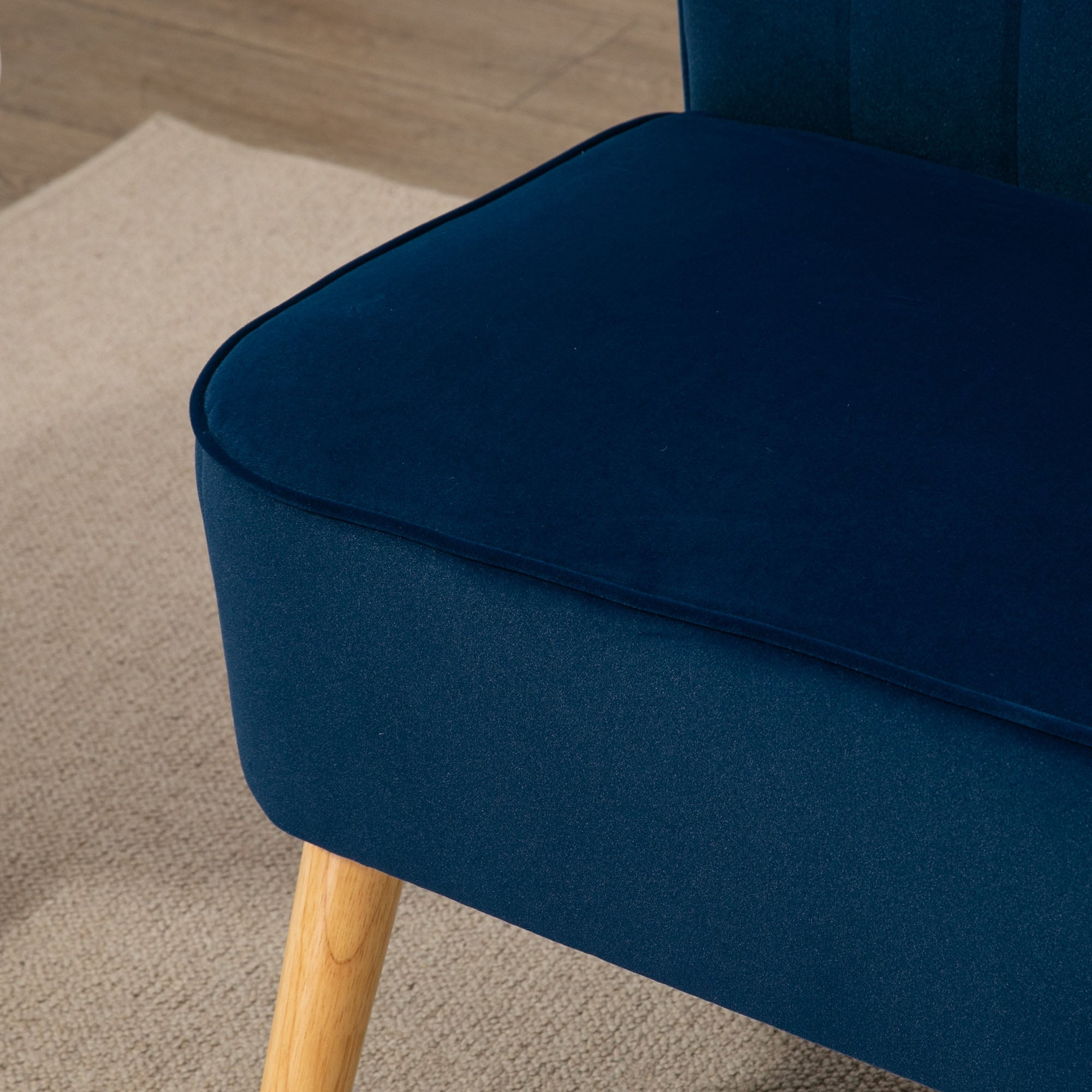 HOMCOM Sofa Retrodesign 2-Sitzer-Sofa, Holzbeine, 117 cm x 56,5 cm x 77 cm, Blau