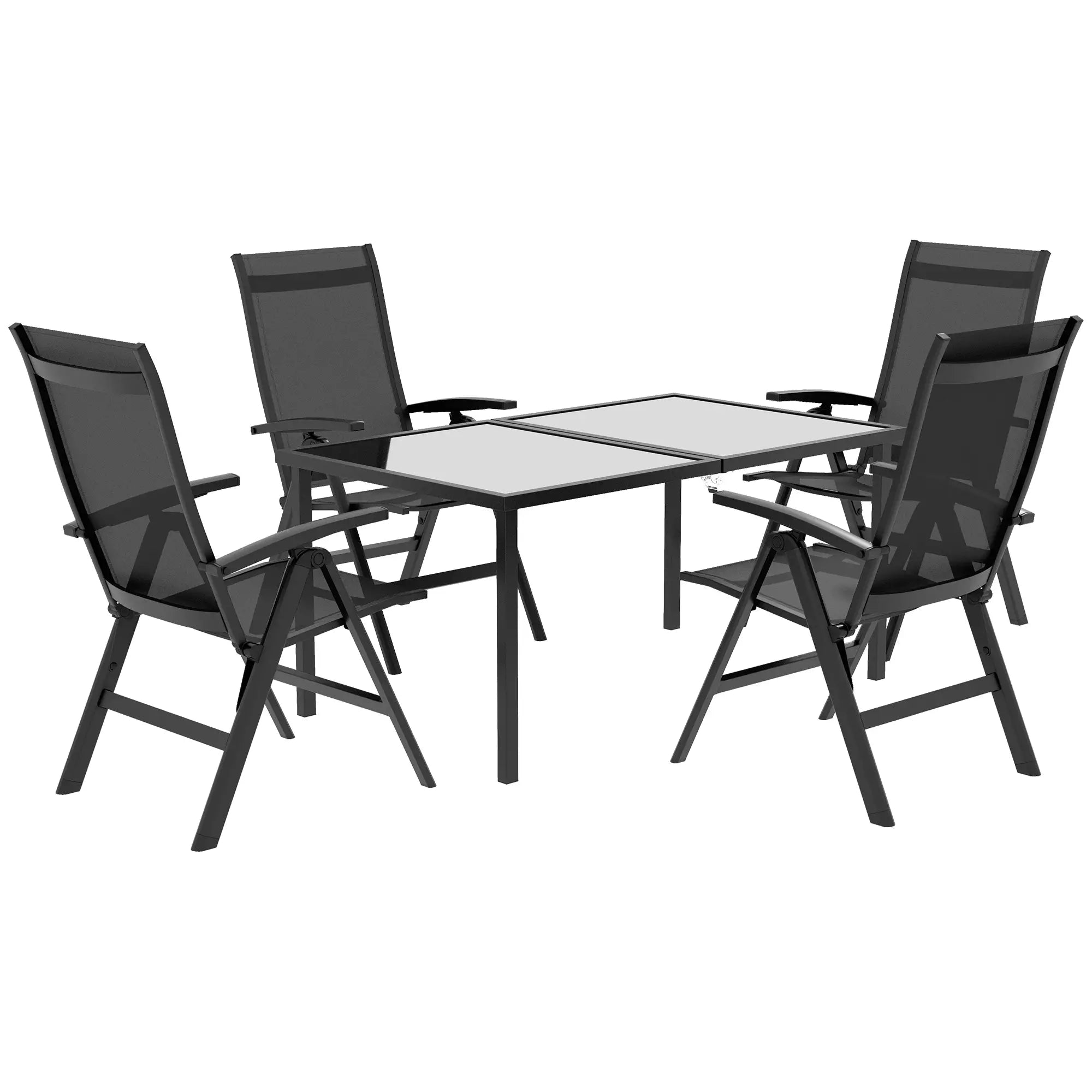 Outsunny Gartenmöbelset 5-tlg. klappbar verstellbar Aluminium
