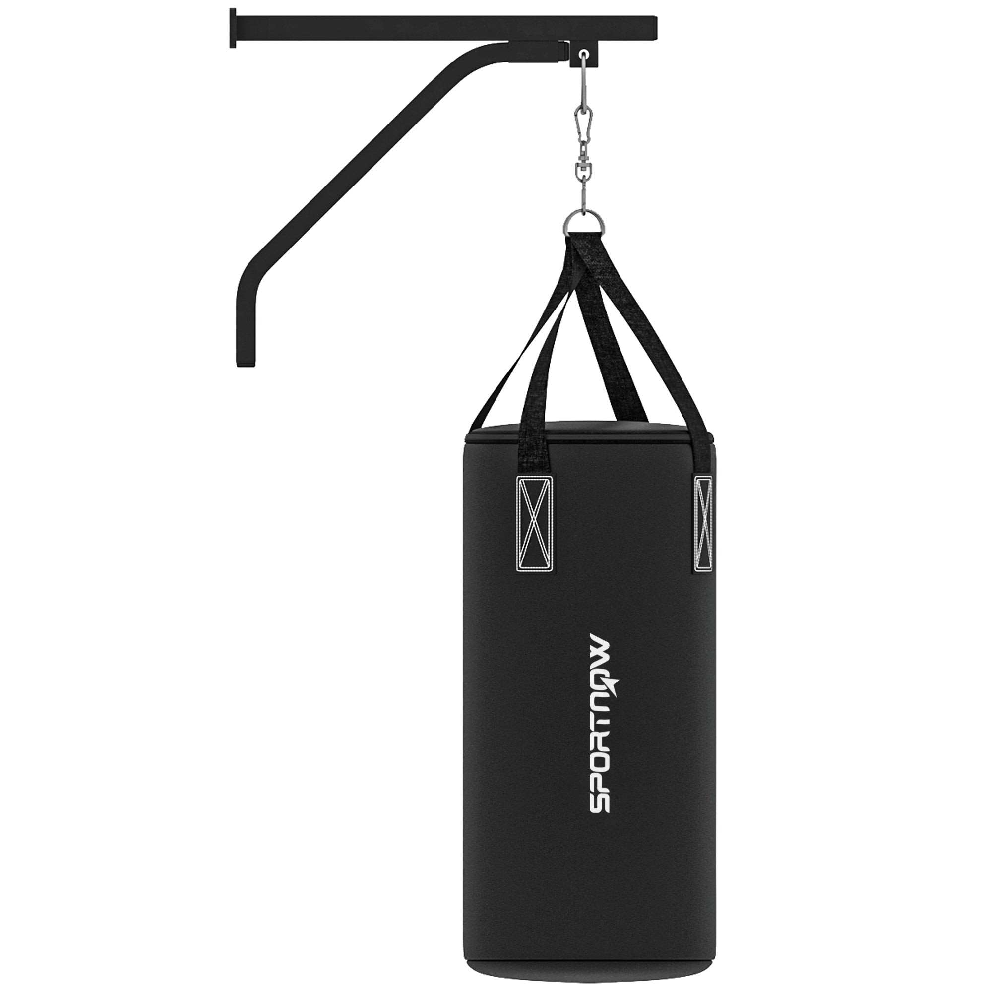 SPORTNOW Boxsack, befüllbar, mit Wandhalterung, Handschuhen und Bandagen, bis 45 kg, Schwarz
