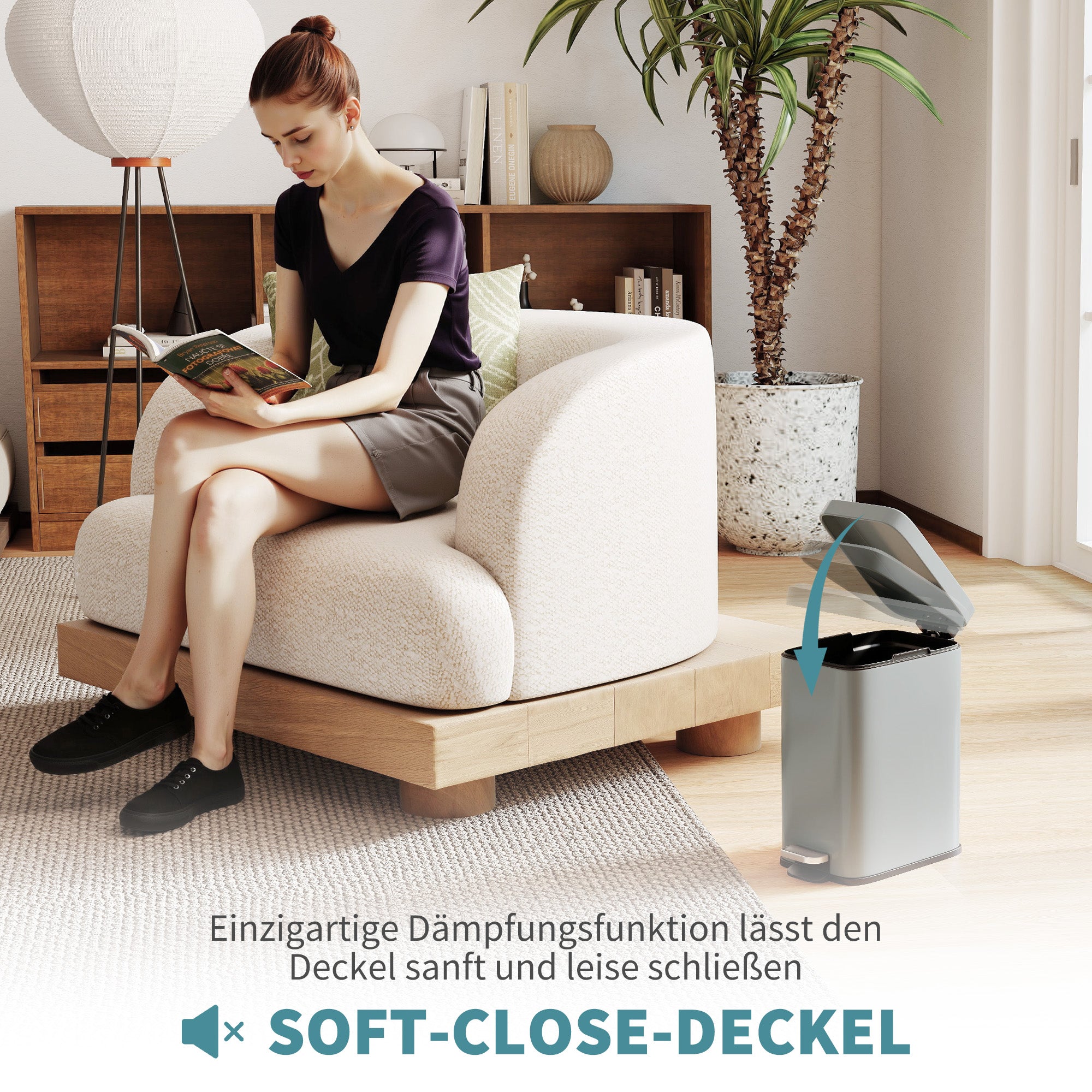 HOMCOM Mülleimer aus Metall, Abfalleimer, 5 L Fassungsvermögen, mit Fußpedal, mit Inneneimer, Grau