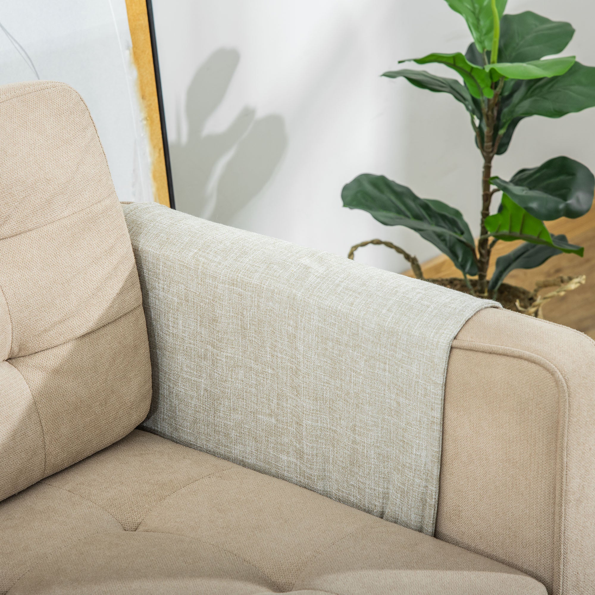 PawHut 2er Kratzmatte Kratzschutz Sofa Sisal Kratzteppich für Katze Sessel Couch Katzenkratzmatte Beige+Grau 130 x 45 x 0,3 cm