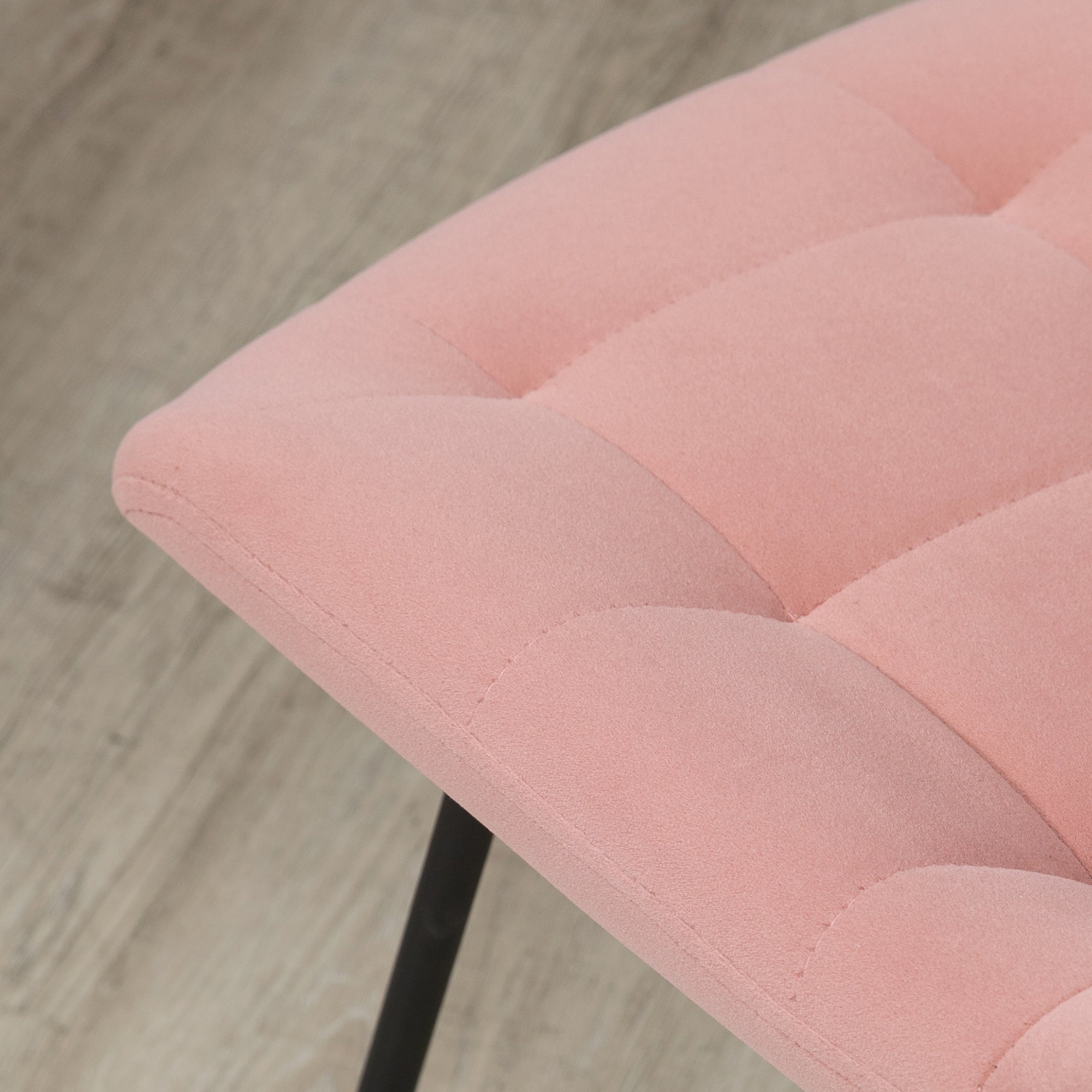 HOMCOM 2er-Set Esszimmerstühle  Akzentstühle Küchenstühle, Retro-Design, Samtoptik, 50 cm x 61 cm x 79 cm, Rosa