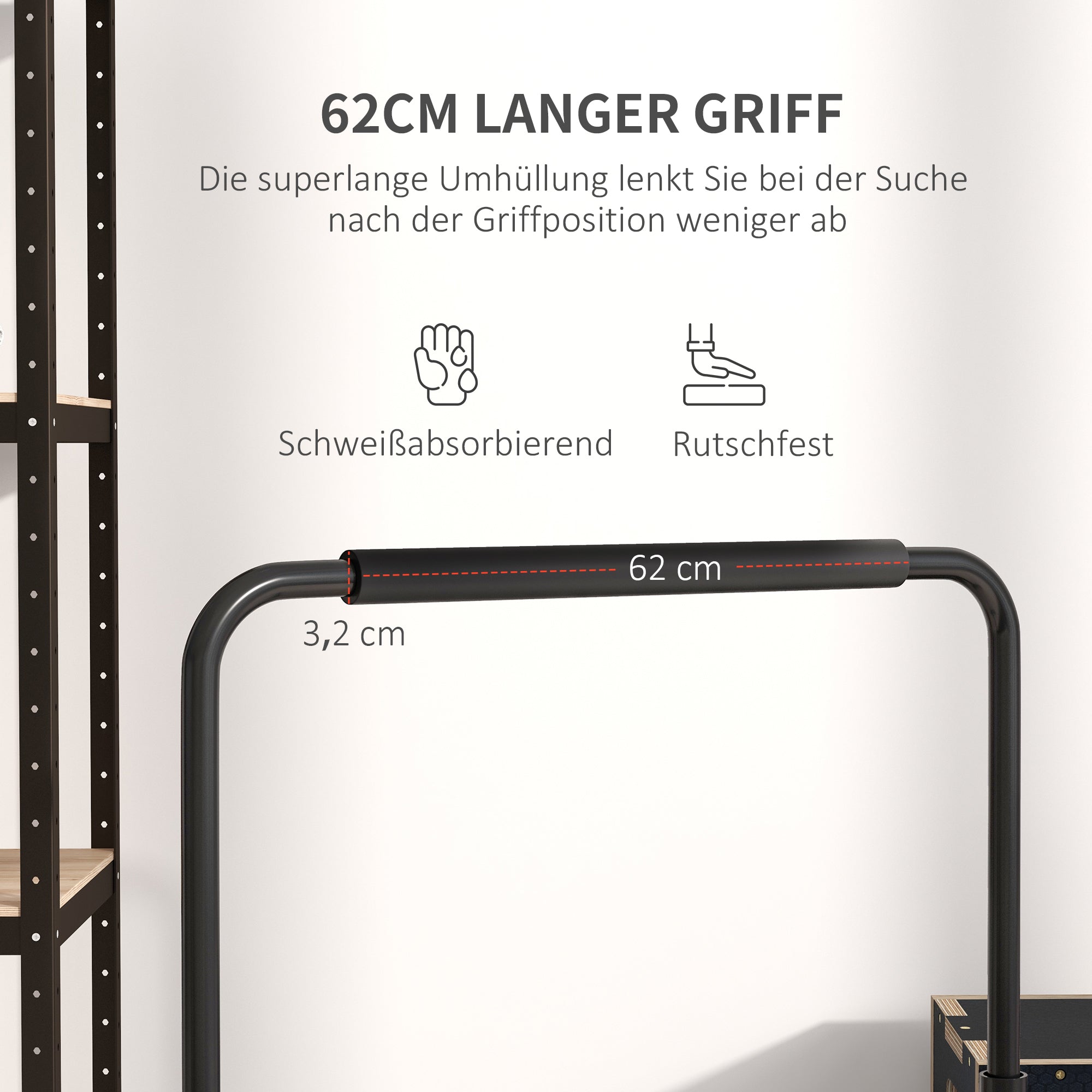 SPORTNOW Dip-Station, höhenverstellbar 80-105 cm, leicht, rutschfest, bis 120 kg, Stahl, Schwarz