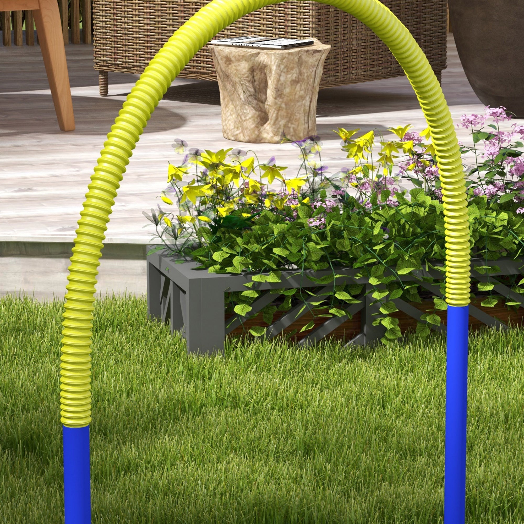 PawHut Agility-Set für Hunde, Hundetraining, 4 Bögen, für Einsteiger, mit Tragetasche, blau+gelb, 88 x 64 x 95cm